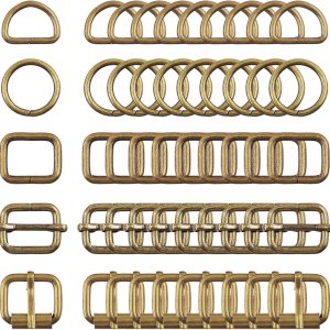 Swpeet 50 hebillas de metal de 5 estilos, hebillas de rodillo de metal, hebillas deslizantes ajustables de metal, anillo D, anillo circular, anillo Swpeet 50 hebillas de metal de 5 estilos, hebillas de rodillo de metal, hebillas deslizantes ajustables de metal, anillo D, anillo circular, anillo