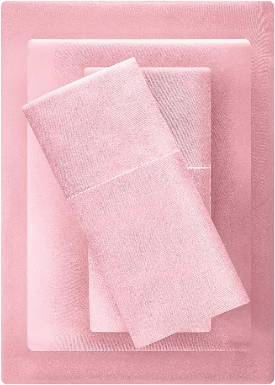 CozyLux Sábanas de satén tamaño King  Juego de sábanas de 4 piezas color rosa con microfibra sedosa, 1 sábana bajera de bolsillo profundo, 1 sábana