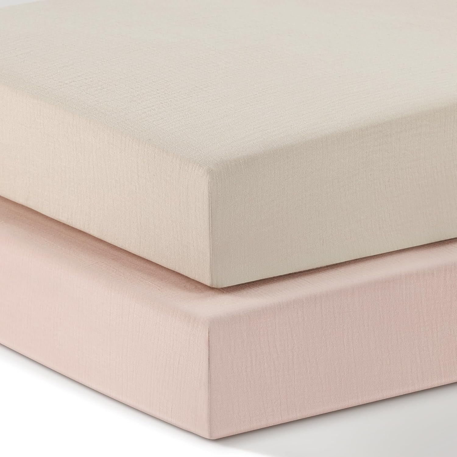Paquete de 2 sábanas de muselina para cuna, sábana bajera elástica compatible con Graco Pack n Play, material suave y transpirable, niebla y rubor