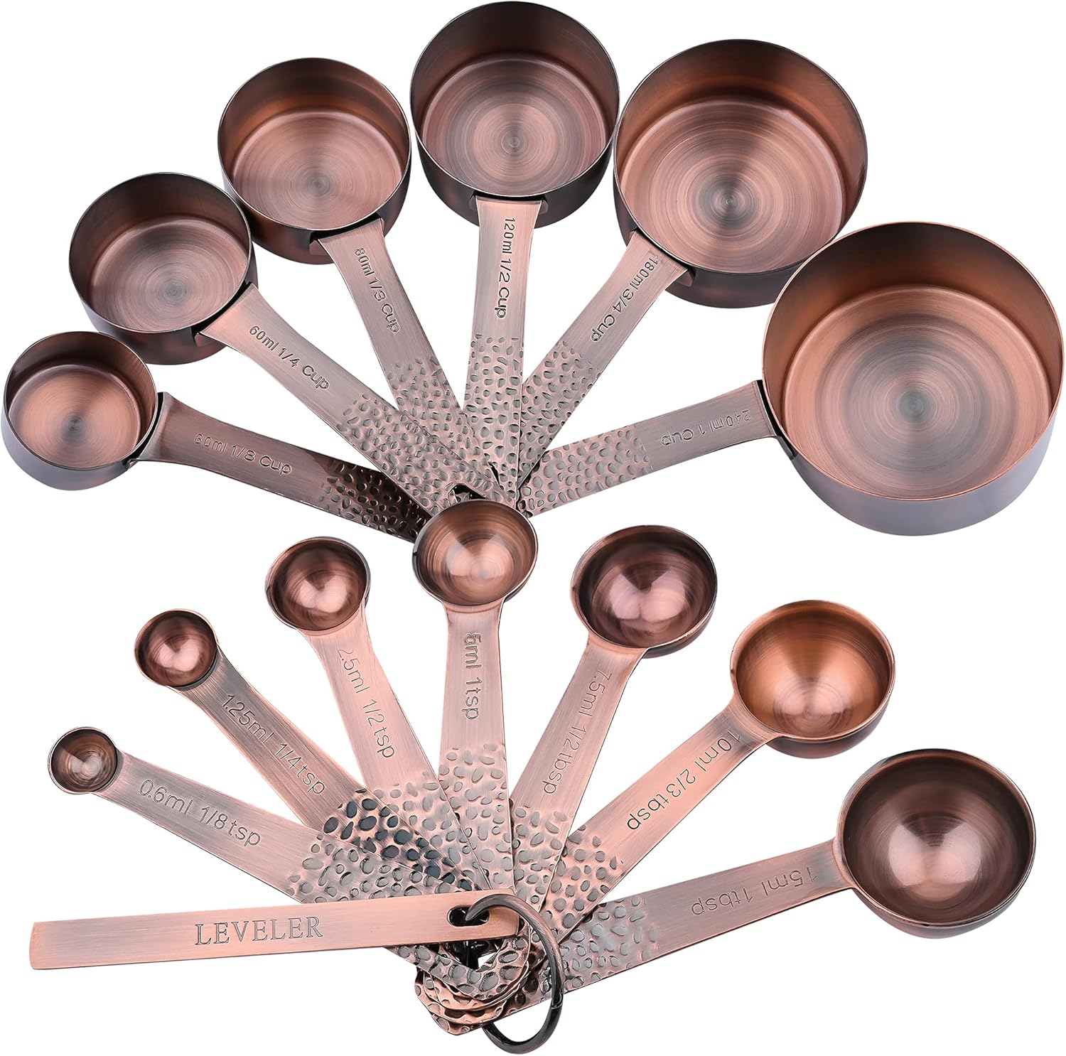 Smithcraft Juego de tazas y cucharas medidoras, juego de tazas y cucharas medidoras de cobre, tazas y cucharas medidoras de acero inoxidable,