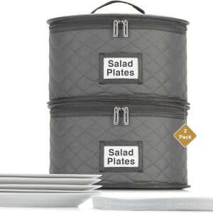 Paquete de 2 fundas acolchadas para platos de ensalada de 10 pulgadas, contenedor de almacenamiento de China, apilable con interior acolchado para Paquete de 2 fundas acolchadas para platos de ensalada de 10 pulgadas, contenedor de almacenamiento de China, apilable con interior acolchado para