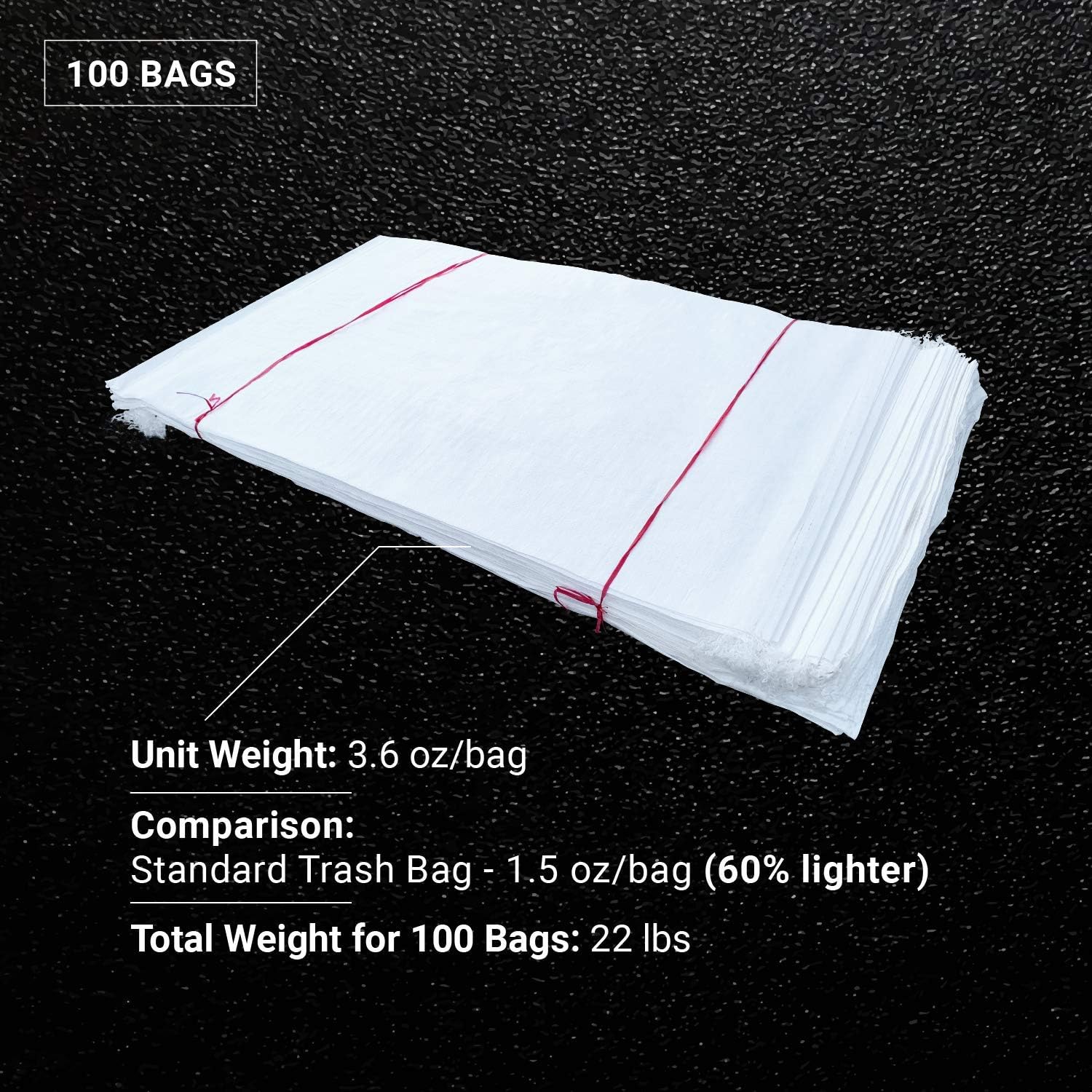 Sandbaggy Sacos de arena grandes  Tamaño 25 “x 40”  Bolsas gruesas para contratistas resistentes, bolsas de basura resistentes, bolsas de basura de