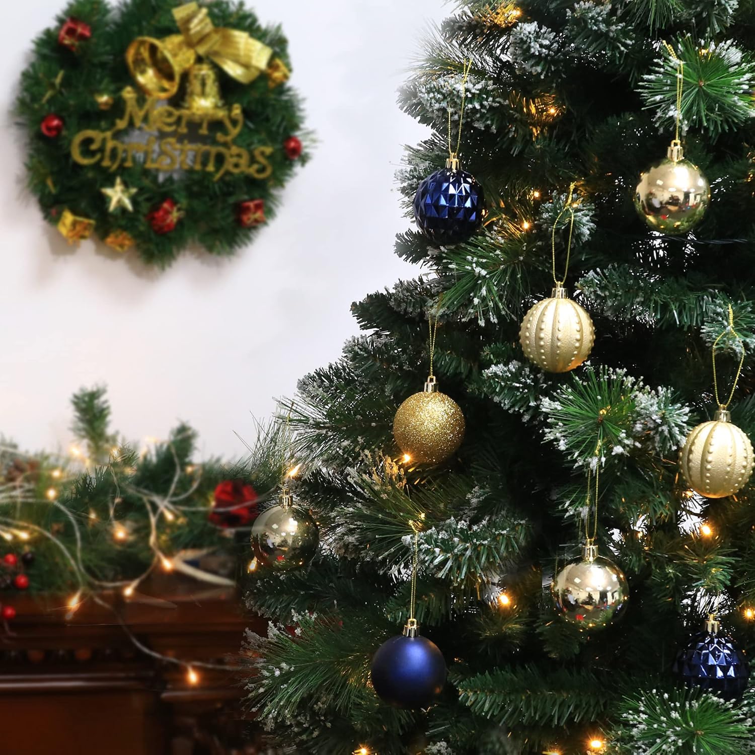 45 adornos de bola de Navidad de 2.36 pulgadas (2.362 in), bolas de plástico inastillables para árboles de Navidad, festivales, fiestas en casa y