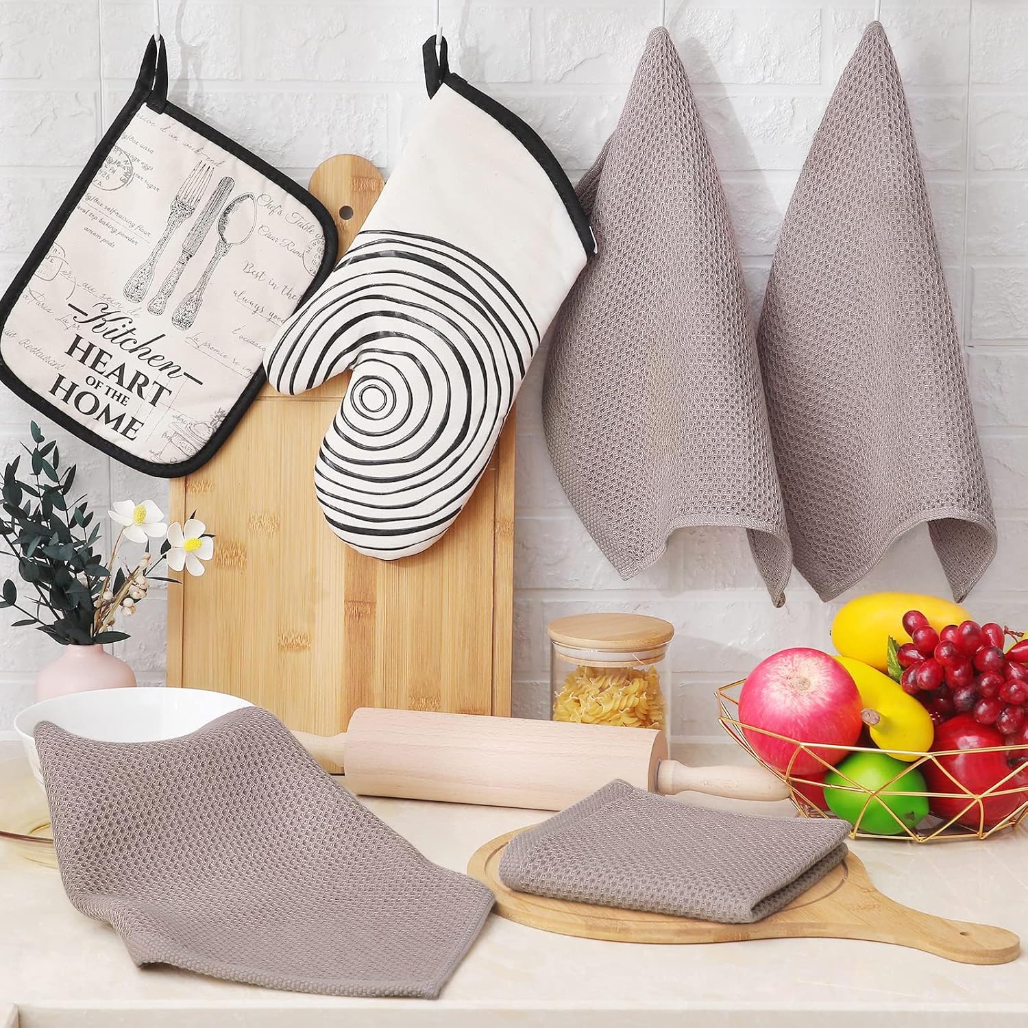 Homaxy Trapo de cocina 100% algodón, tejido gofre, ultra suaves, absorbentes, de secado rápido