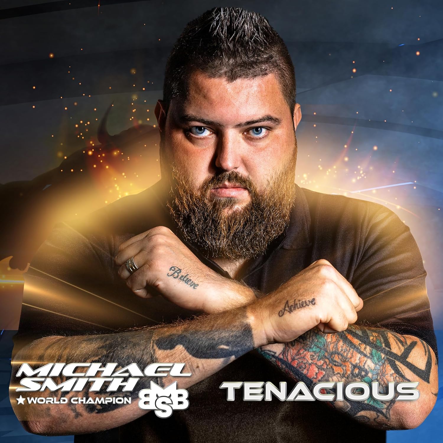 Shot! Michael Smith Tenacious (0.71 oz0.79 onzas), barril de tungsteno 90%, peso frontal, juego de dardos profesionales hechos a mano y vuelos