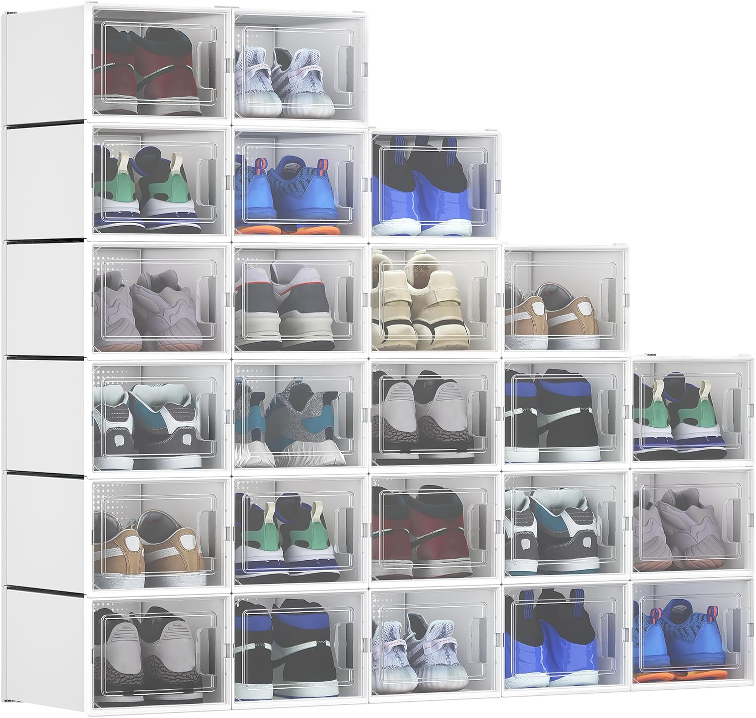 YITAHOME Paquete de 24 cajas de zapatos XL que se ajustan a talla 15 de EE. UU., organizador de zapatos de plástico para armario, cajones apilables
