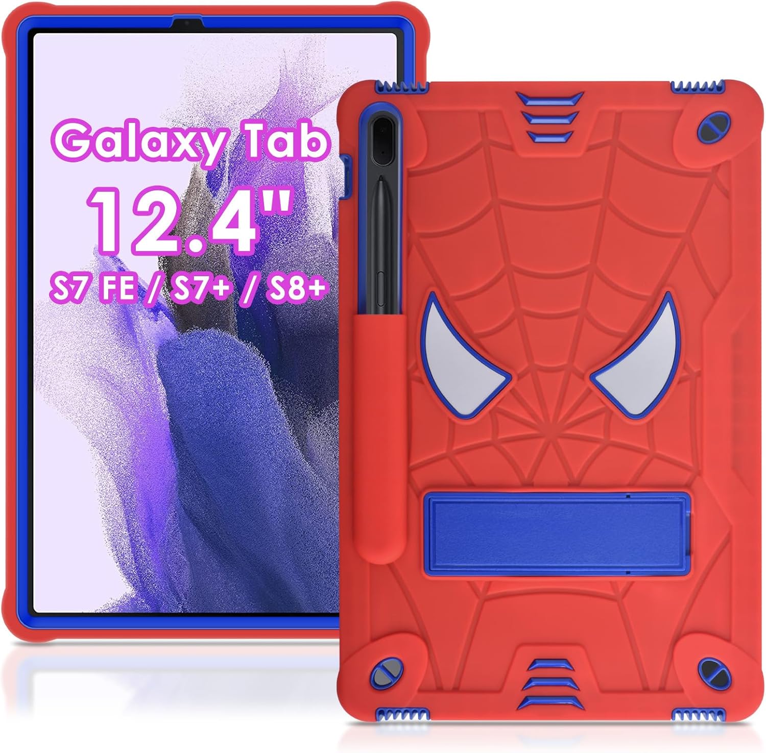 DETUOSI Funda para tablet Samsung Galaxy Tab S7 FE 5G, S8 Plus, S7 Plus de 12.4 pulgadas, funda protectora resistente para niños con soporte