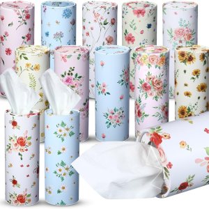 Caja de 12 piezas para pañuelos de automóvil, 3 capas, para el Día de la Madre, contenedor de pañuelos redondos para pañuelos cilíndricos, Caja de 12 piezas para pañuelos de automóvil, 3 capas, para el Día de la Madre, contenedor de pañuelos redondos para pañuelos cilíndricos,