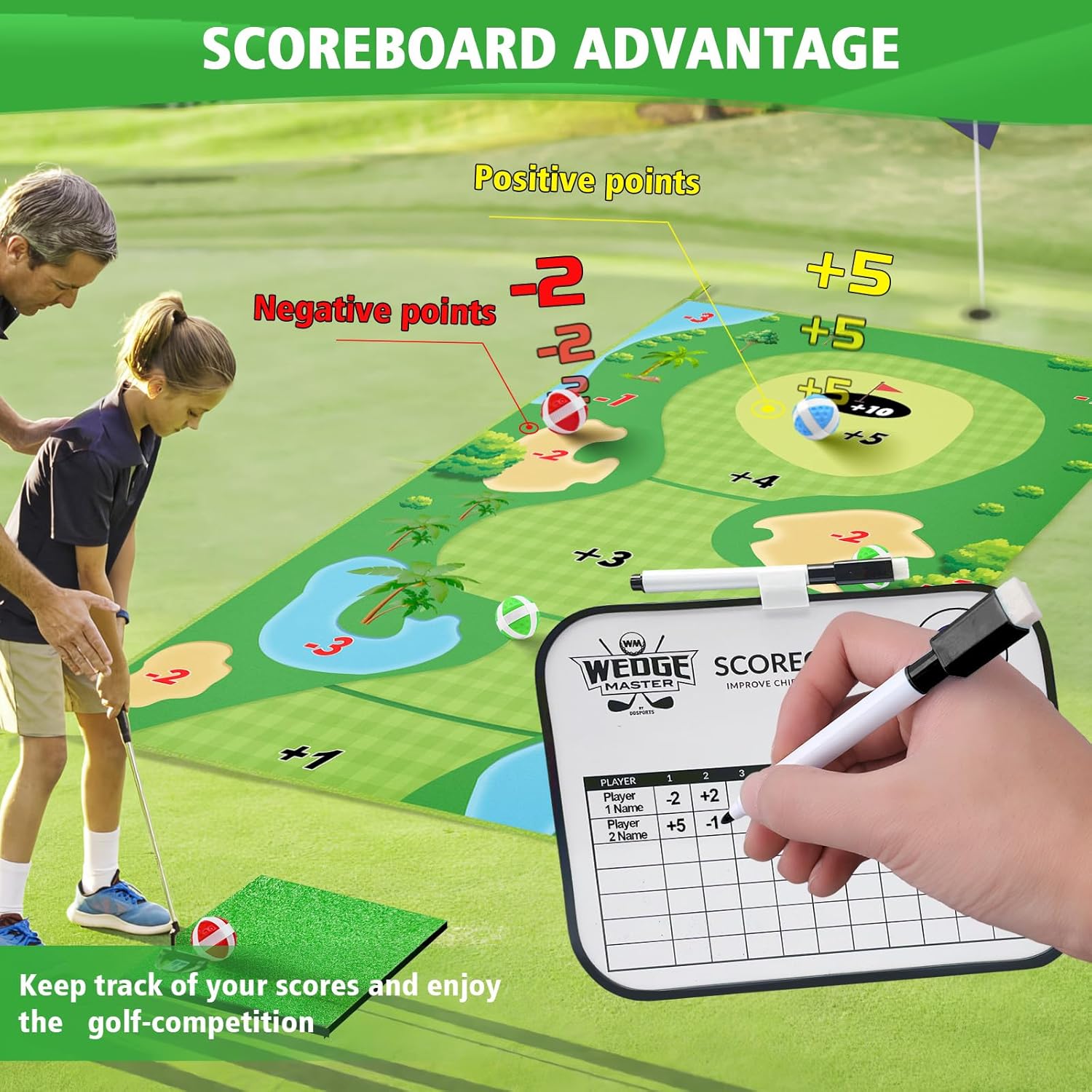 Alfombrilla de golf casual de 6 pies x 4 pies, tapete de juego de golf para adultos y niños, juego de golf para interiores y exteriores, patio