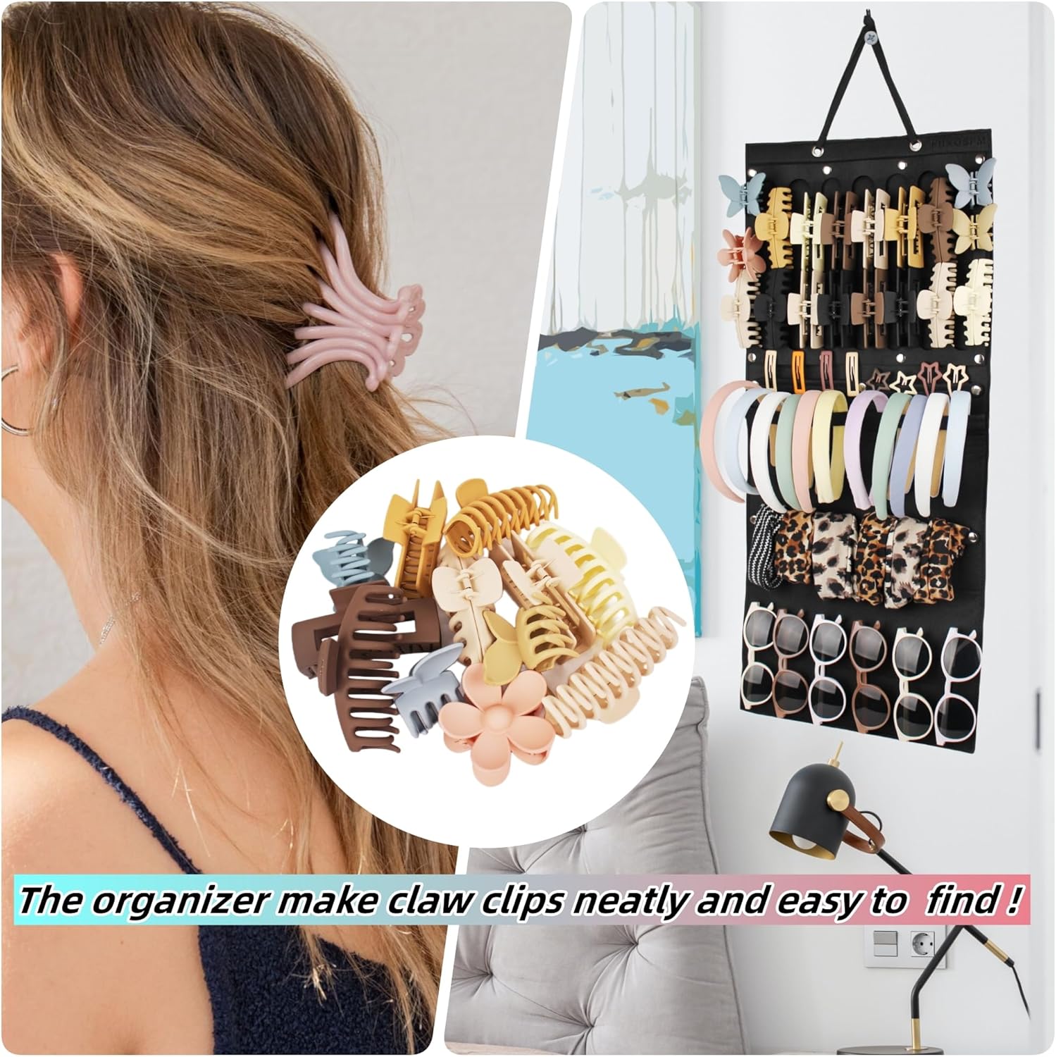 Organizador de clip de garra colgante para mujer, organizador de clip de garra, organizador para diadema, organizador de lazo para el cabello para