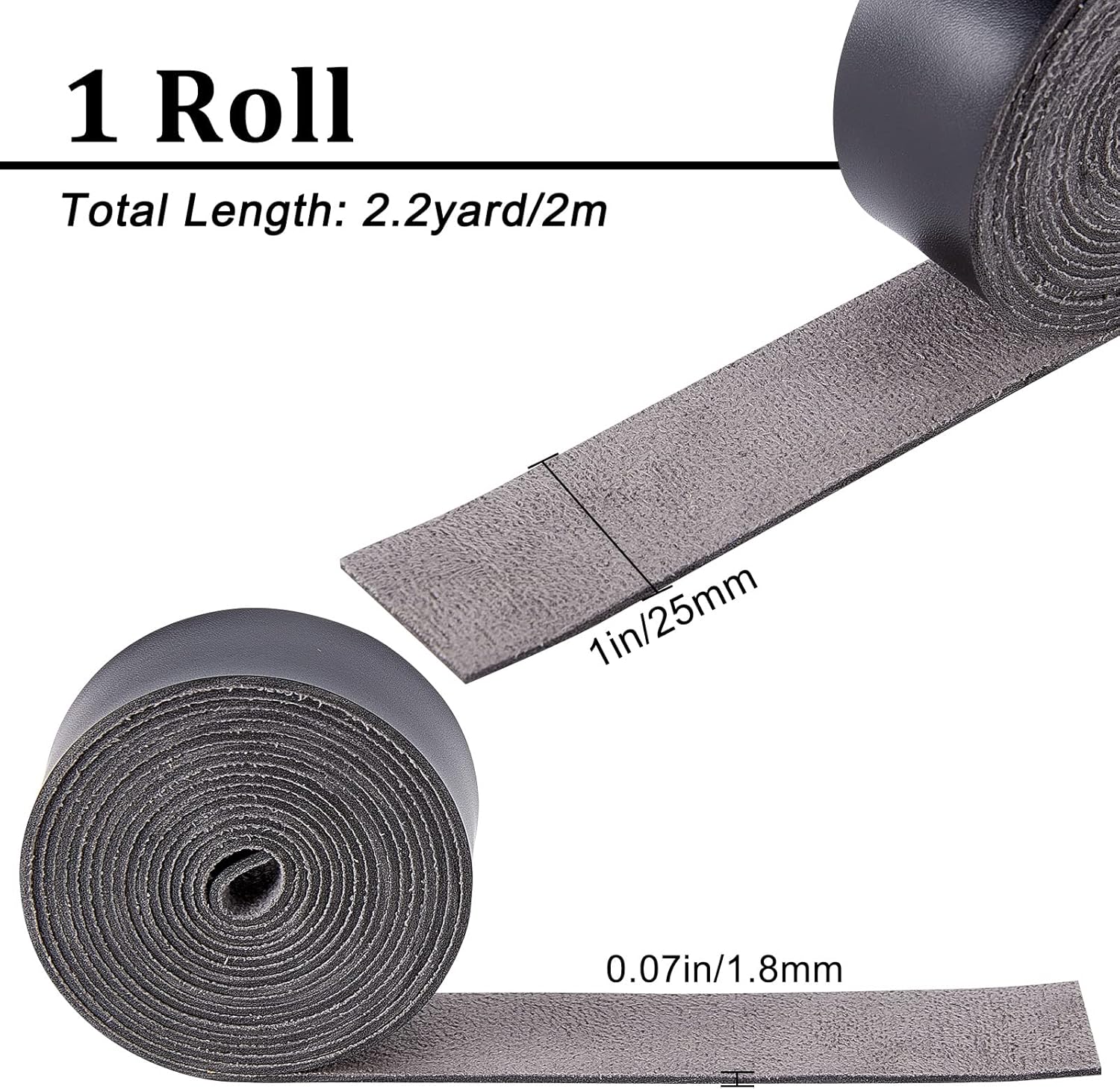 GORGECRAFT Tira de correa de cuero de 1 pulgada de ancho 6.6 ft de largo de grano de cuero negro, cordón plano de una sola cara para manualidades,
