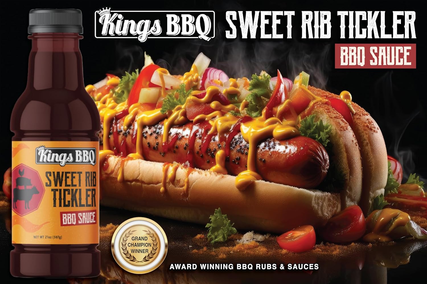 Kings BBQ Sweet Rib Tickler – Salsa para barbacoa – 21.5oz – Paquete de 2