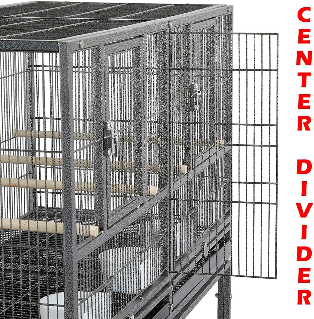 Doble centro apilable con puertas laterales divididas, caja de anidación para criador, cría de pájaros, jaula doble rodante para aviarios, canarios,