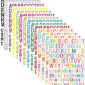 14 hojas de calcomanías de letras, 1764 calcomanías del alfabeto colorido, letras de vinilo autoadhesivas LGZJBN de 1 pulgada de la A a la Z, para 14 hojas de calcomanías de letras, 1764 calcomanías del alfabeto colorido, letras de vinilo autoadhesivas LGZJBN de 1 pulgada de la A a la Z, para