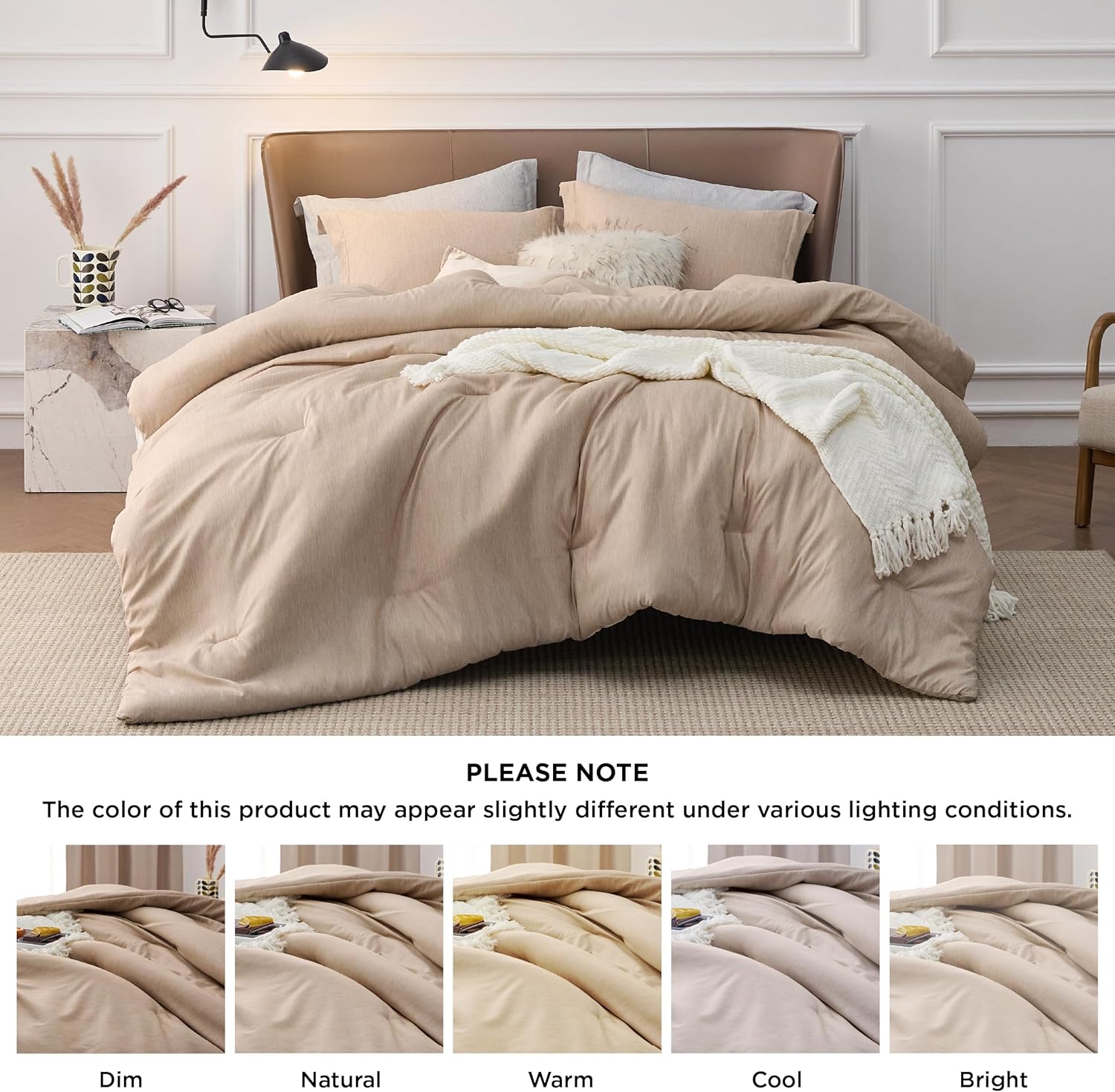 Bedsure Juego de edredón para cama individualindividual XL, edredón cálido de arena extra largo, ropa de cama suave para todas las estaciones, juego