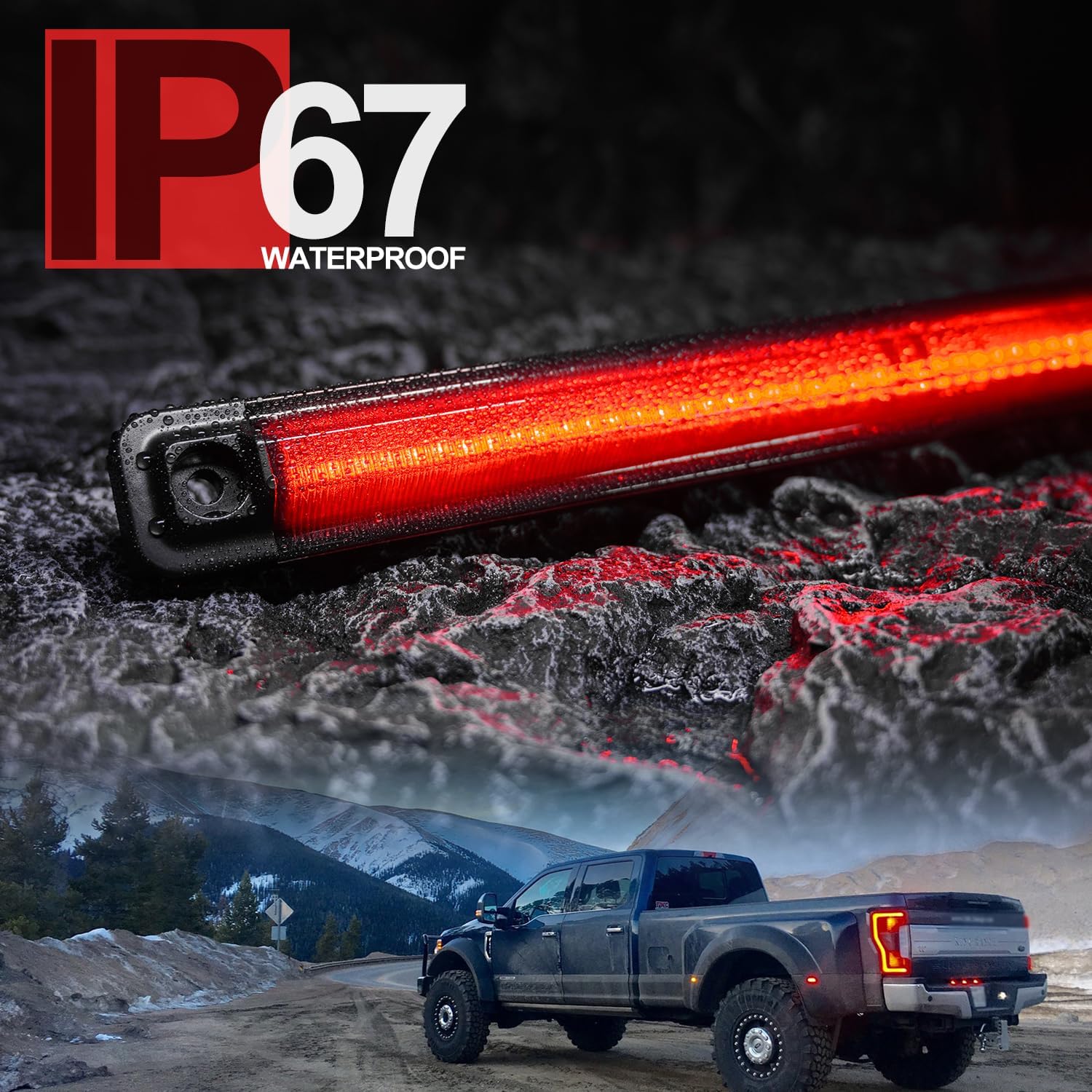 NSLUMO Barra de luz LED para portón trasero de repuesto para F-ord 2017-2023 F350 F450 F550 Dually DRW rojo brillante 54-SMD LED freno trasero ID
