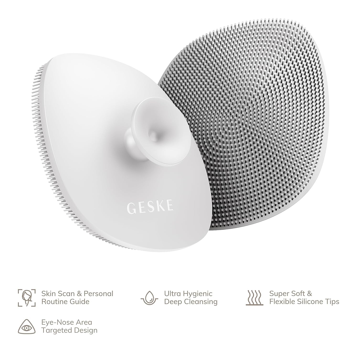 GESKE SmartAppGuided Cepillo facial  4 en 1  Cepillo de limpieza facial profesional con mango  Cepillo facial de silicona suave para limpieza de la