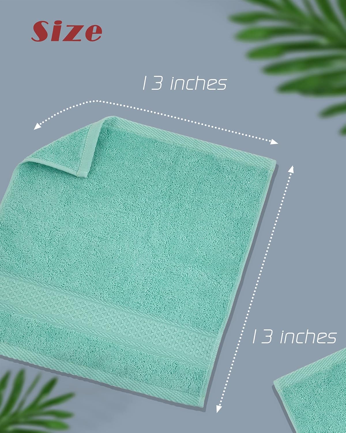 Cleanbear Paños para tu cuerpo, 100% algodón, paños de baño extra suaves, 13 x 13 pulgadas (verde azulado)