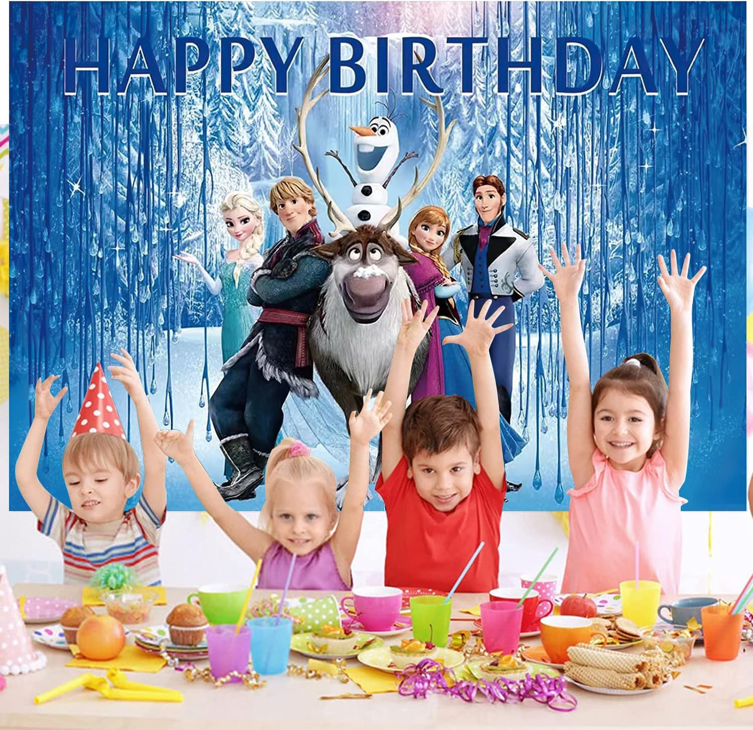 Telones de fondo de Frozen Elsa con temática de princesa congelada, suministros para fiesta de cumpleaños, decoraciones de nieve y hielo, fondo de
