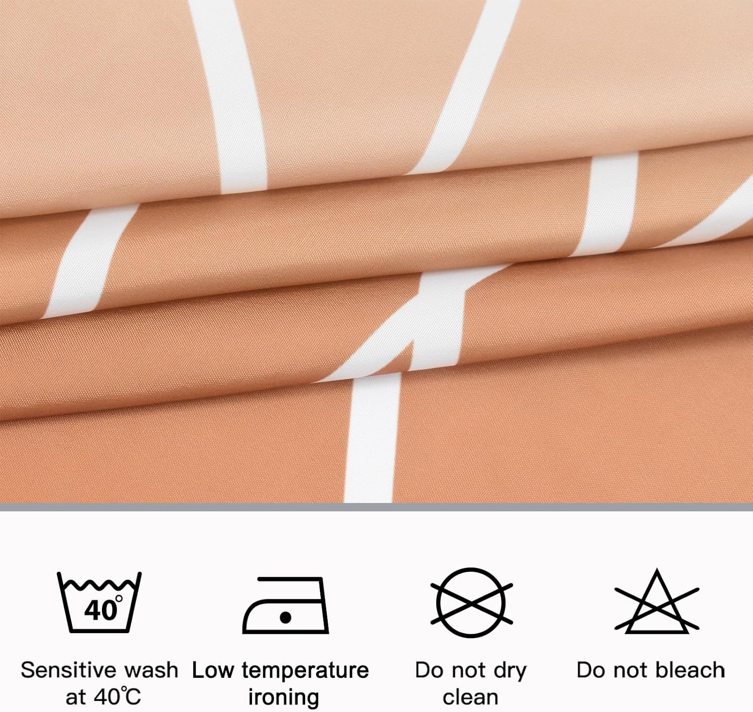 Punkray Cortina de ducha de tela a rayas naranja quemada para baño con 12 ganchos, cortinas de ducha para baño, accesorios de baño impermeables