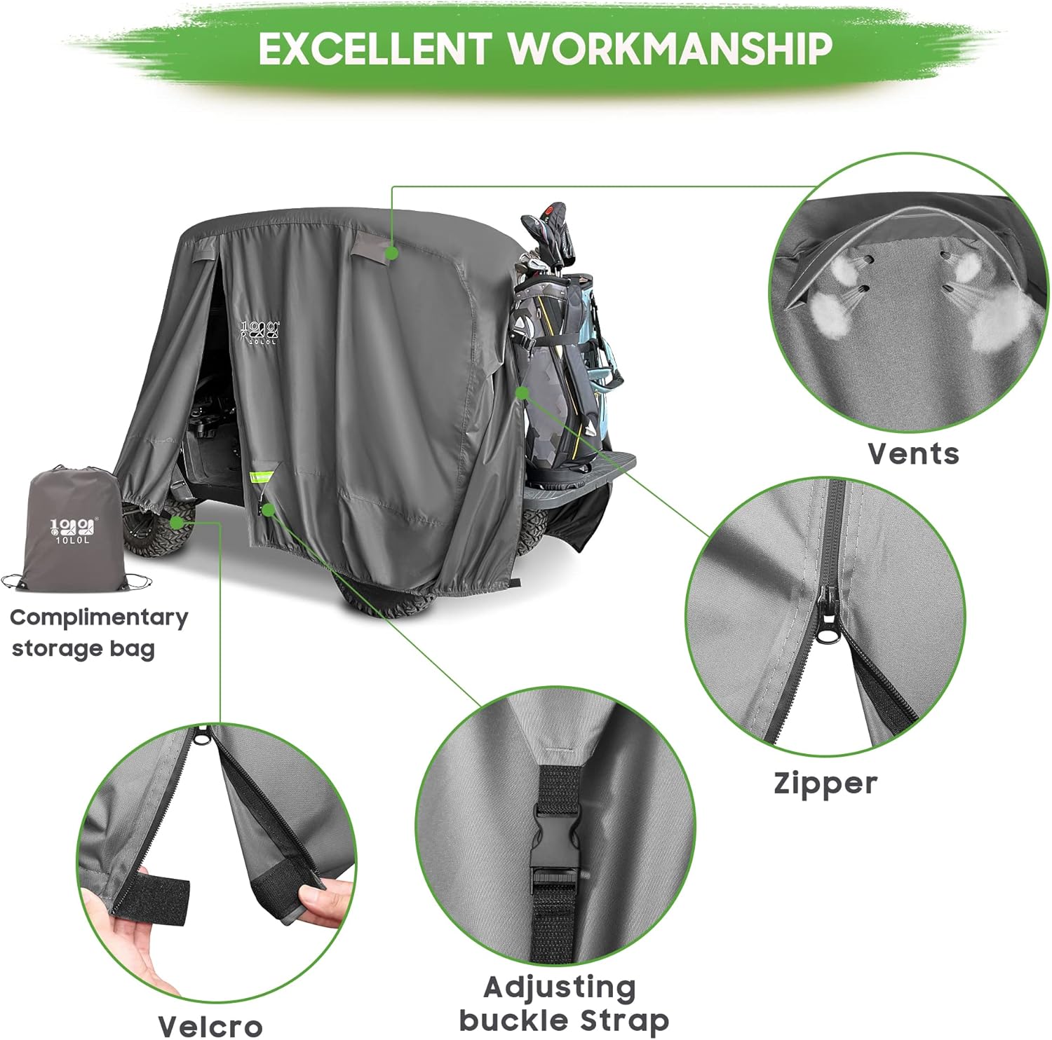Fundas universales para carrito de golf Yamaha EZGO Club Car Lifted 24 pasajeros 600D impermeables a prueba de viento y sol al aire libre cubierta