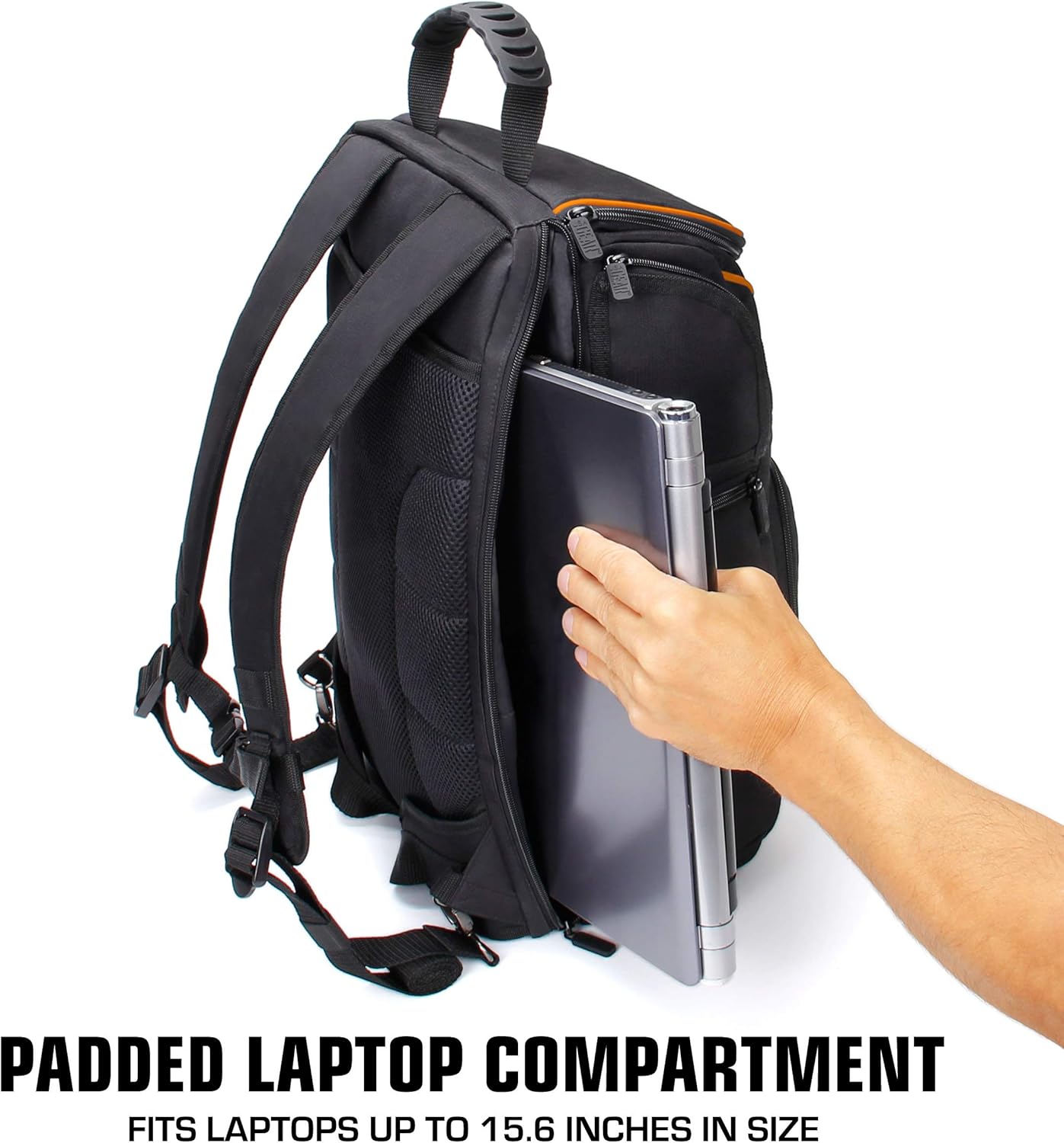 Mochila para cámara réflex digital de 39.62 cm, compartimento para portátil USA Gear cuenta con separadores acolchados, soporte para trípode,