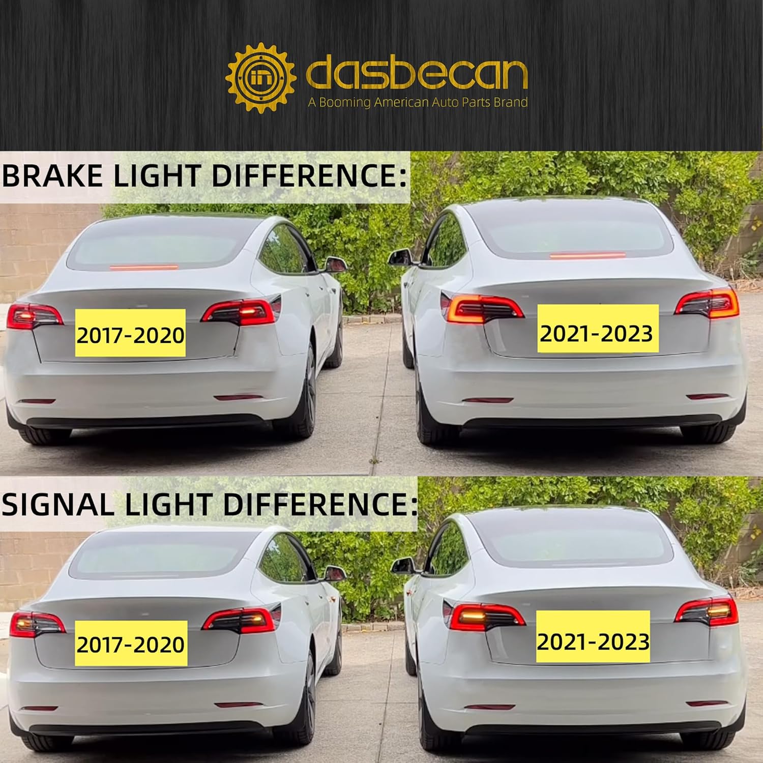 Dasbecan Conjunto de luz trasera trasera izquierda exterior LED compatible con Tesla Model 3 Model Y 2021 2022 2023, reemplaza # 1502086-00-D