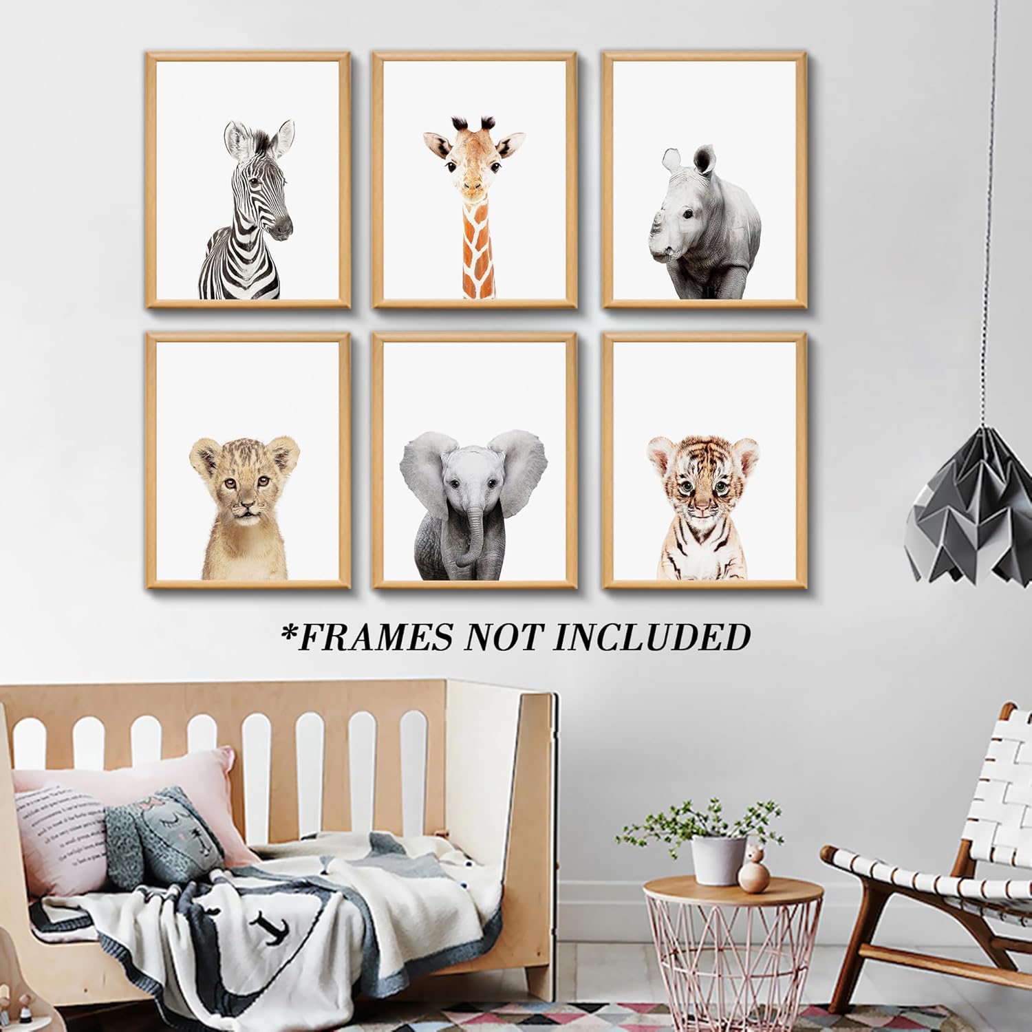 calmart Arte de la pared 6 Decoración para colgar en la pared de animales de la selva sin marco para la habitación de los niños, guardería, fiesta