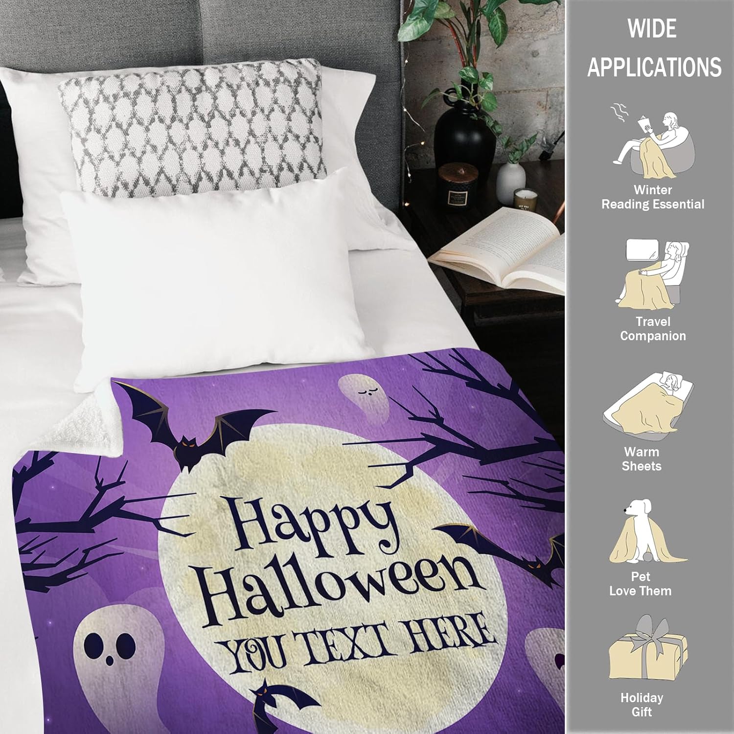 Manta de Halloween personalizada con calabaza, manta de franela suave, decoración de Halloween para sofá, sala de estar, dormitorio, regalos