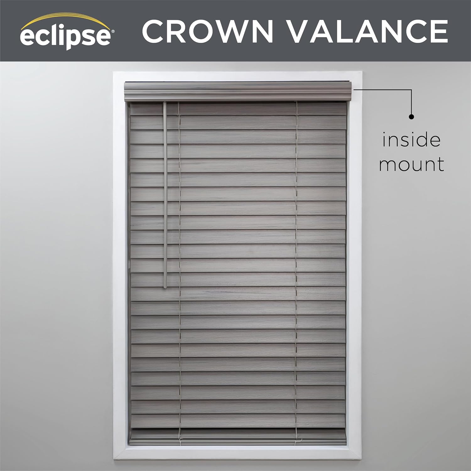 Eclipse Persianas de madera sintética, 70.5 pulgadas de ancho x 64 pulgadas de largo, color blanco, persianas inalámbricas, certificadas seguras