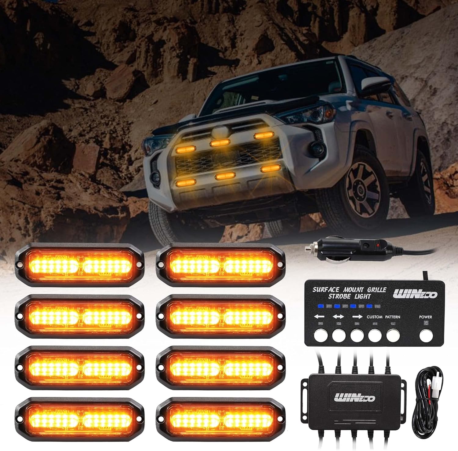 Luces de emergencia para vehículos, Kit de luces estroboscópicas de emergencia de montaje en superficie de la parrilla de la luz de la parrilla de