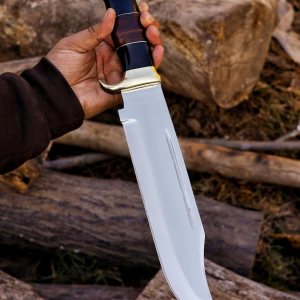 HMC – Cuchillo Bowie Dundee de cocodrilo grande hecho a mano de 15 pulgadas con funda de cuero, cuchillo Bowie de acero inoxidable D2 pulido espejo HMC – Cuchillo Bowie Dundee de cocodrilo grande hecho a mano de 15 pulgadas con funda de cuero, cuchillo Bowie de acero inoxidable D2 pulido espejo