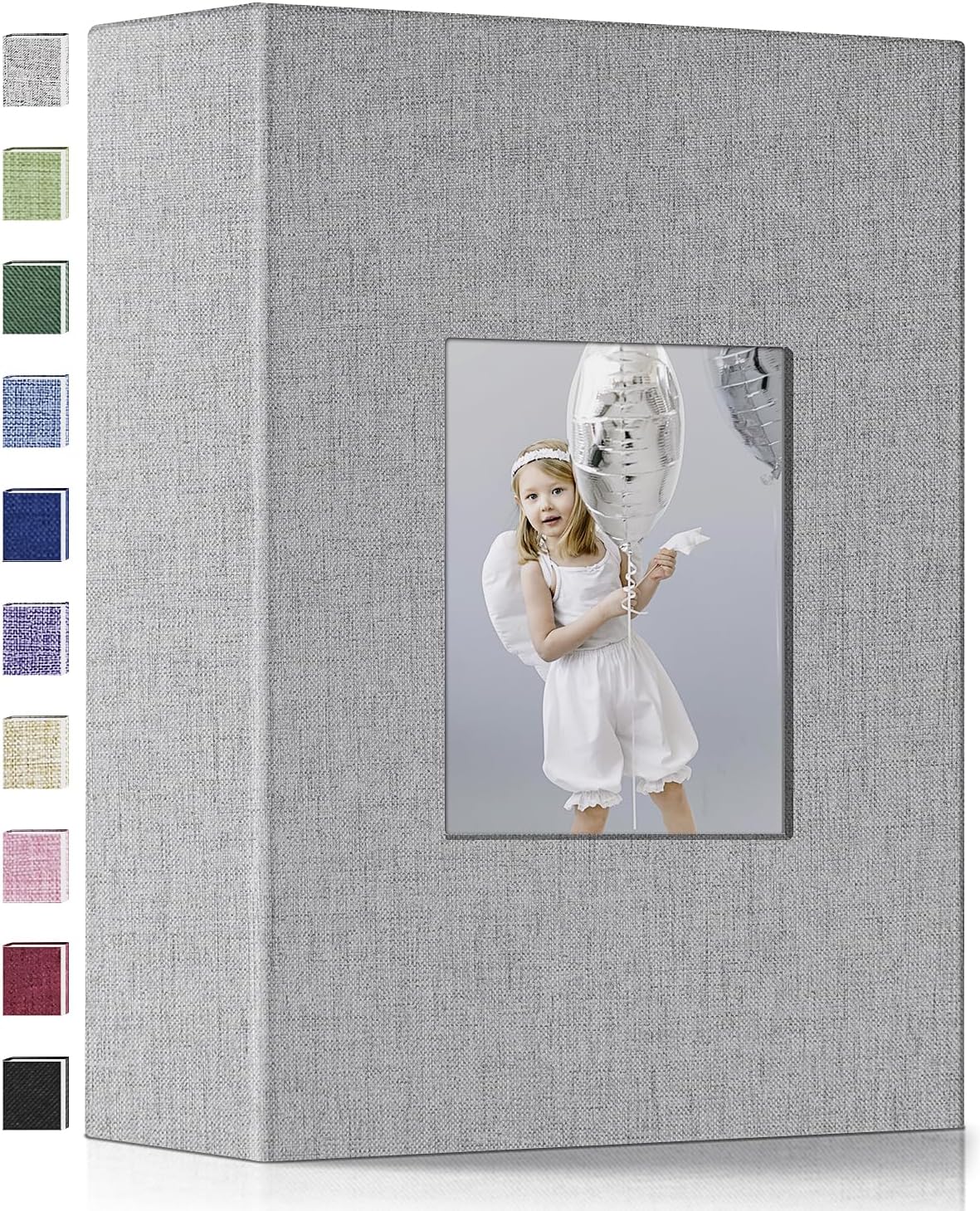 Popotop Álbum de fotos de 4 x 6  200 fotos libros con 200 bolsillos horizontales, álbumes de cubierta de lino para familia, boda, aniversario, fotos