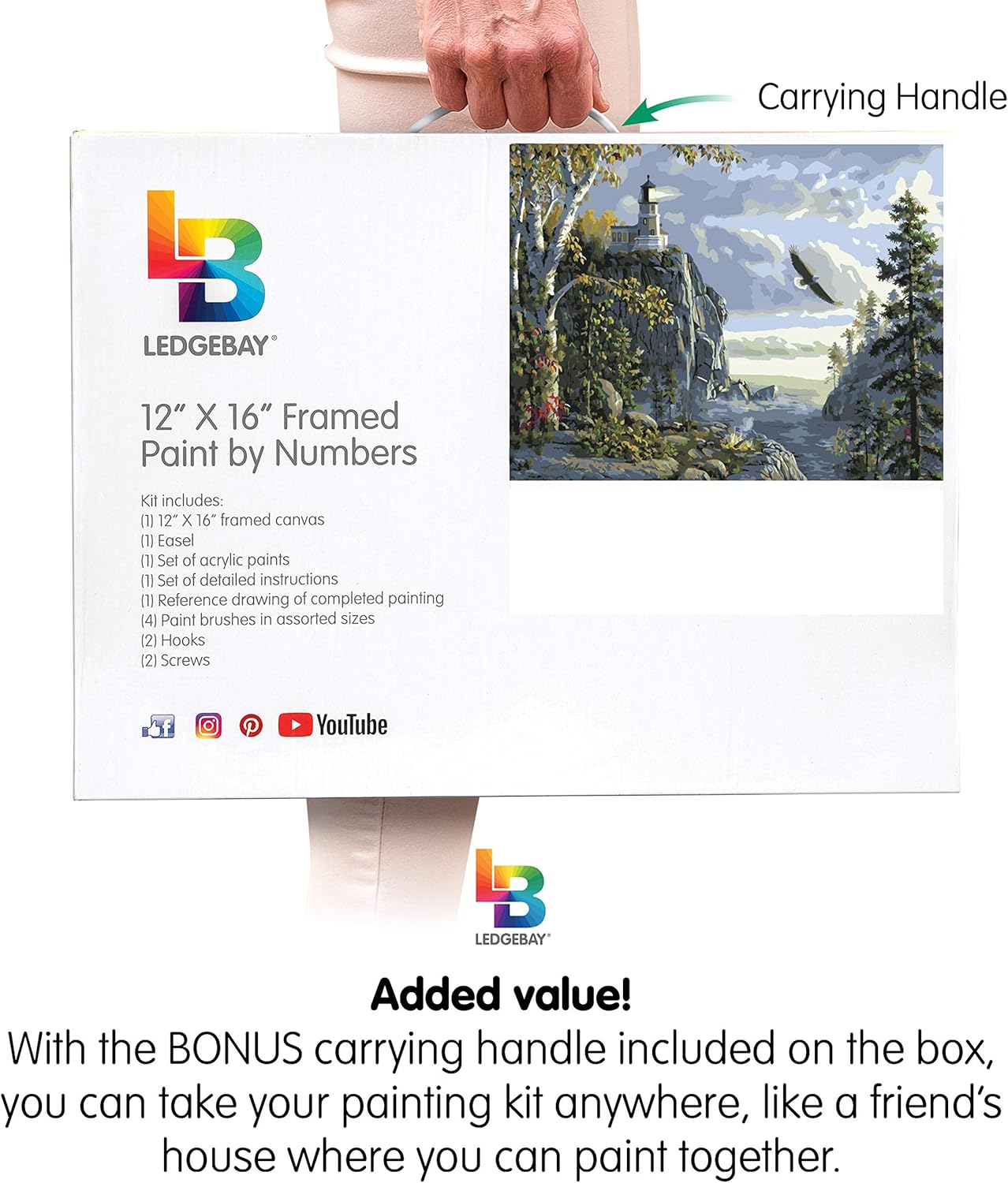 Ledgebay – Pintura por número para adultos  Kits de pintura por números, pintura sin arrugas por números para adultos principiantes, 12 x 16