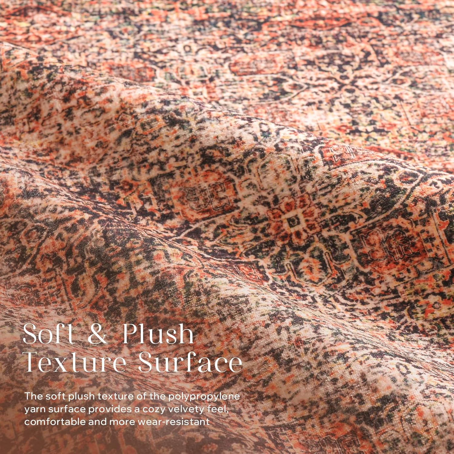 Phantoscope Vintage Collection – Alfombra de área grande de 6 x 9 pies, alfombra lavable de estilo bohemio, antideslizante para dormitorio, comedor,