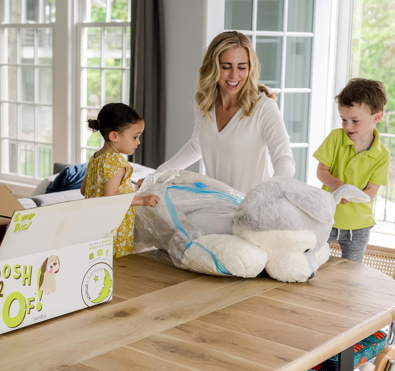 Animal Adventure, Sqoosh2Poof – Personaje de peluche gigante comprimido dentro de una caja pequeña, perro de 44 pulgadas