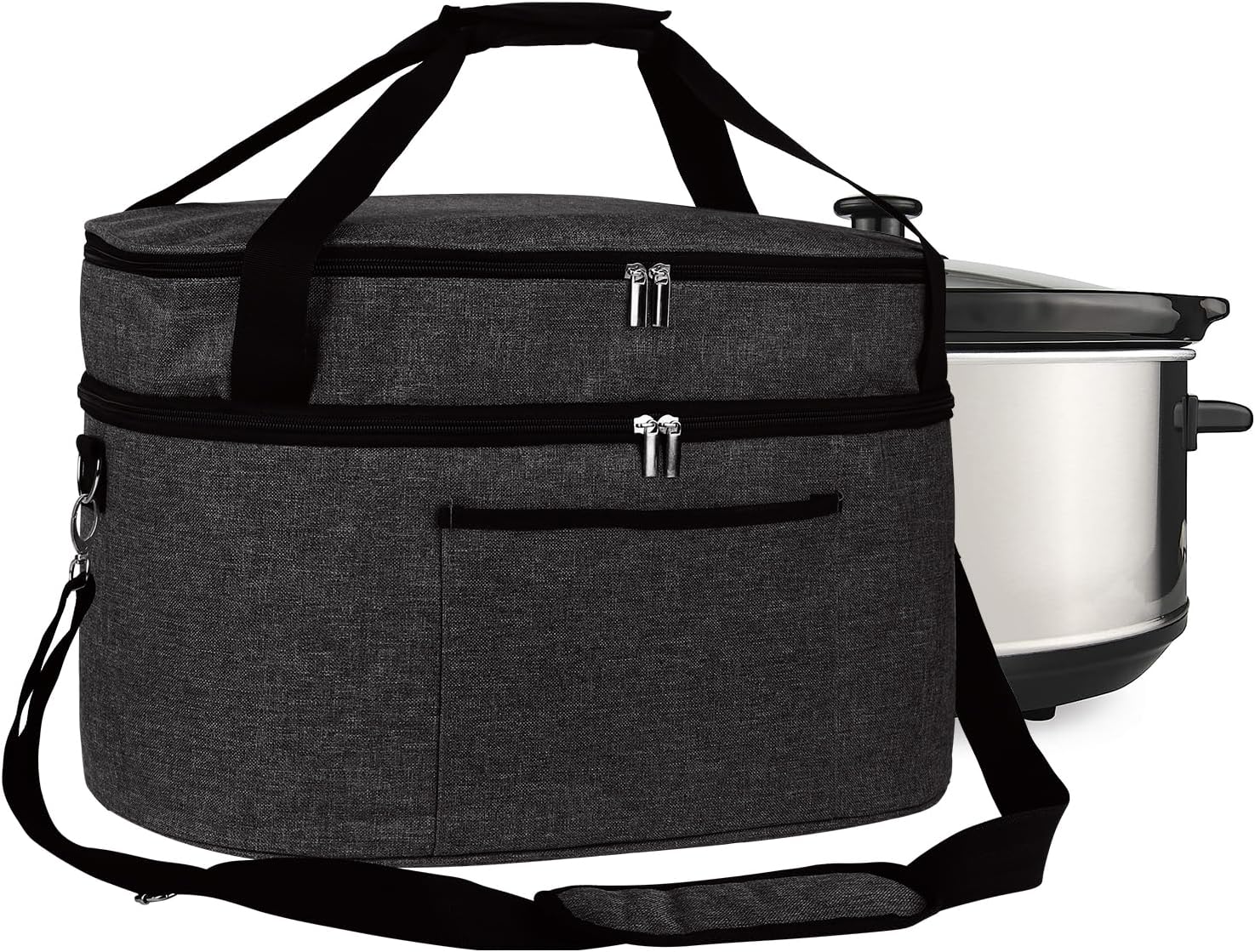 musbus Bolsa de olla de cocción lenta de 2 capas para Crock-Pot de 6 a 8 cuartos de galón, reunión de viaje al aire libre, fácil de transportar,