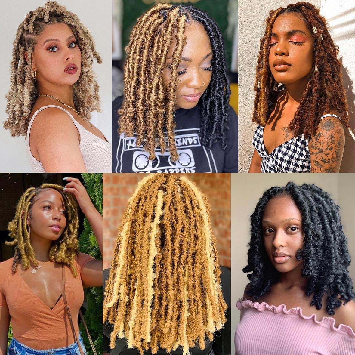 Cabello afro trenzado, 3 piezas preseparadas de cabello rizado Marley Twist trenzado de 16 pulgadas para rastas sintéticas desgastadas, extensiones