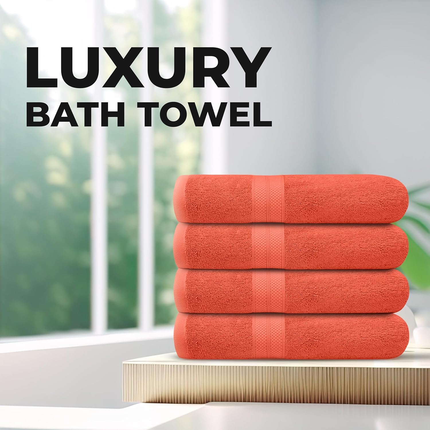 Avalon Towels Juego de 4 toallas de baño, 100% algodón de 21.16 ozm, ligeras y altamente absorbentes, toalla de secado rápido, sensación suave, 27 x