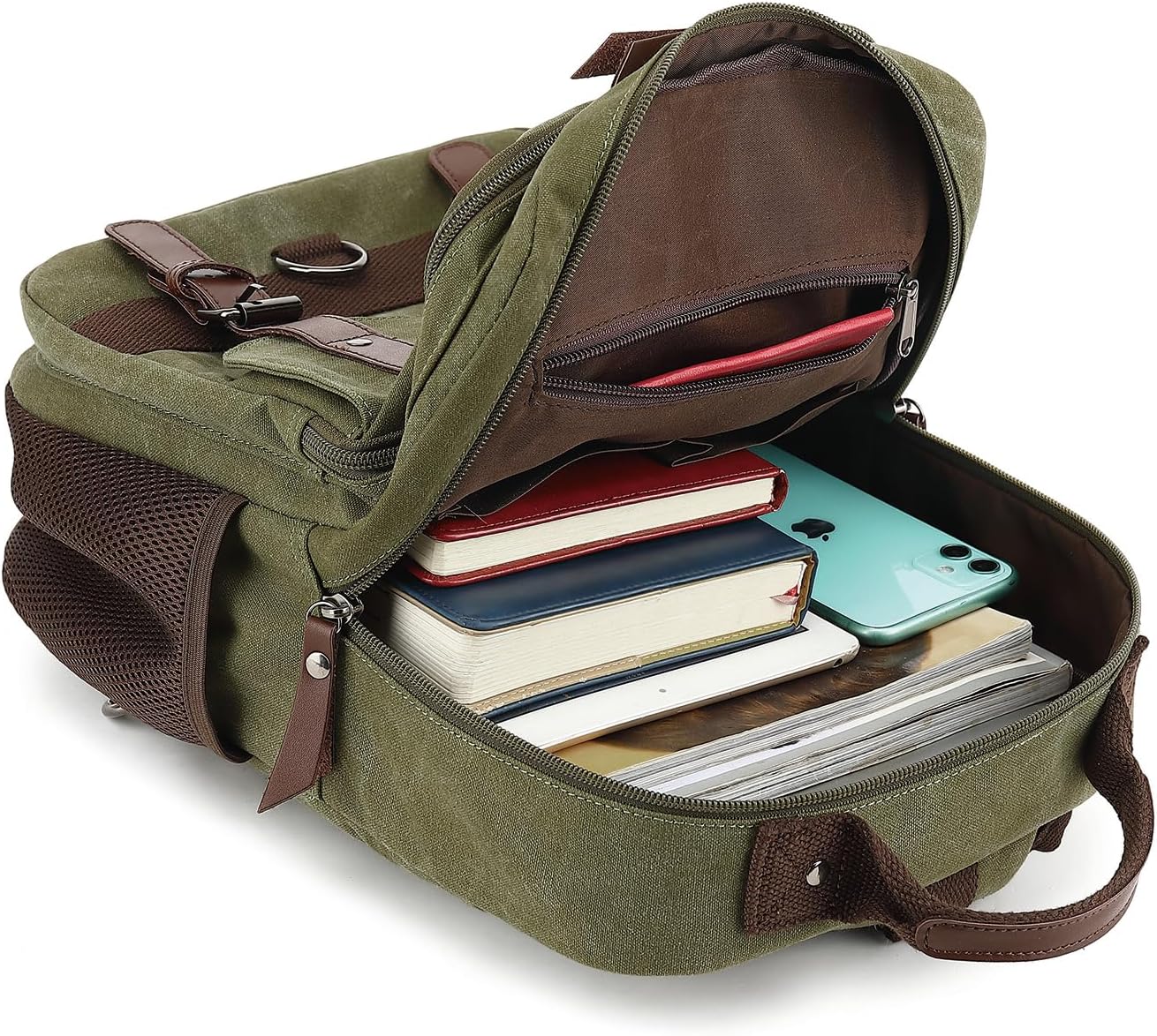 Bolsa de mensajero vintage, mochila de lona para viajes, bolsa de hombro para hombre, bolsa de doble uso para transporte de mano y transporte cruzado