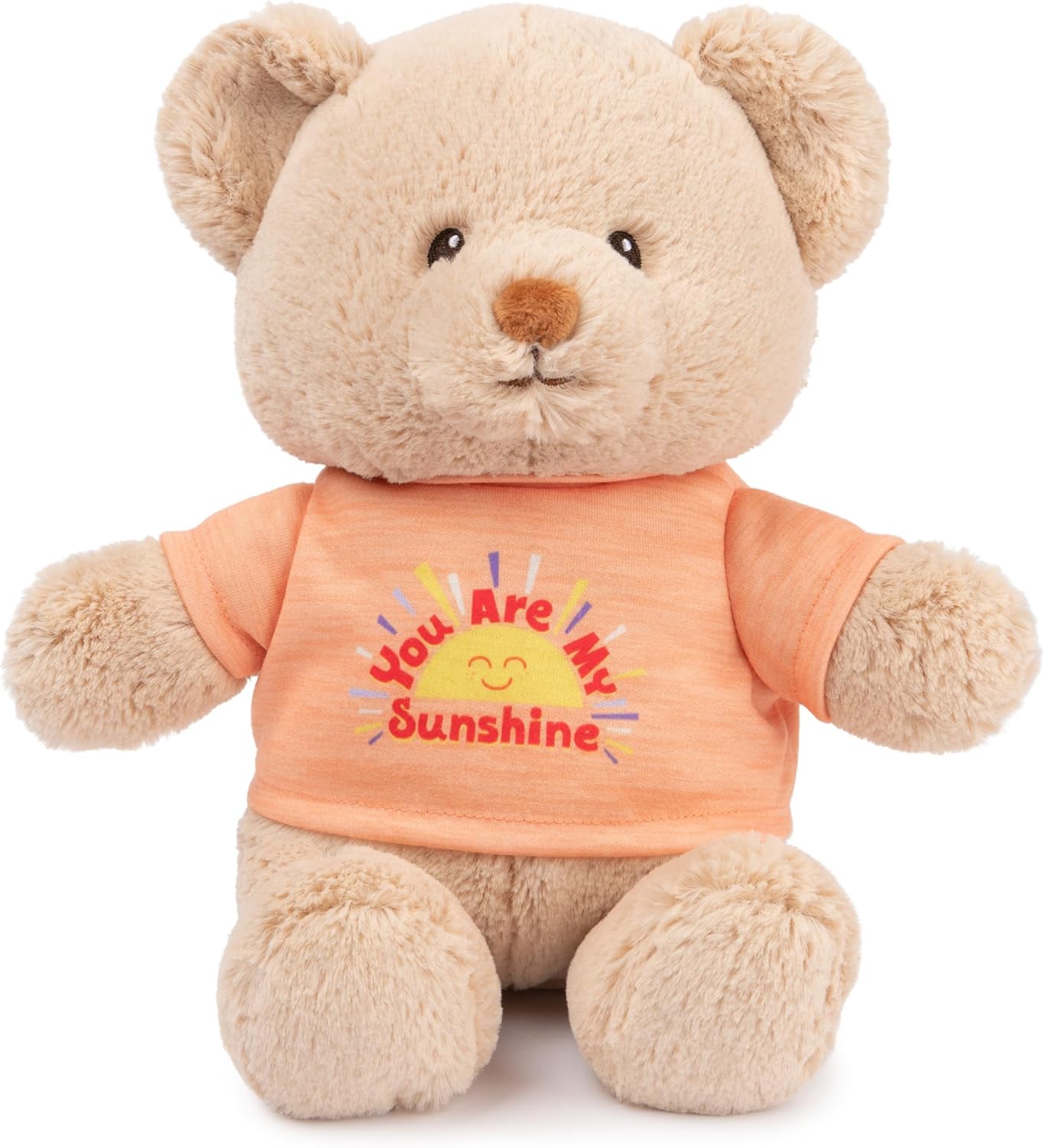 GUND Oso de mensaje sostenible “You are My Sunshine” con camiseta naranja, oso de peluche hecho de materiales 100% reciclados para edades de 1 año