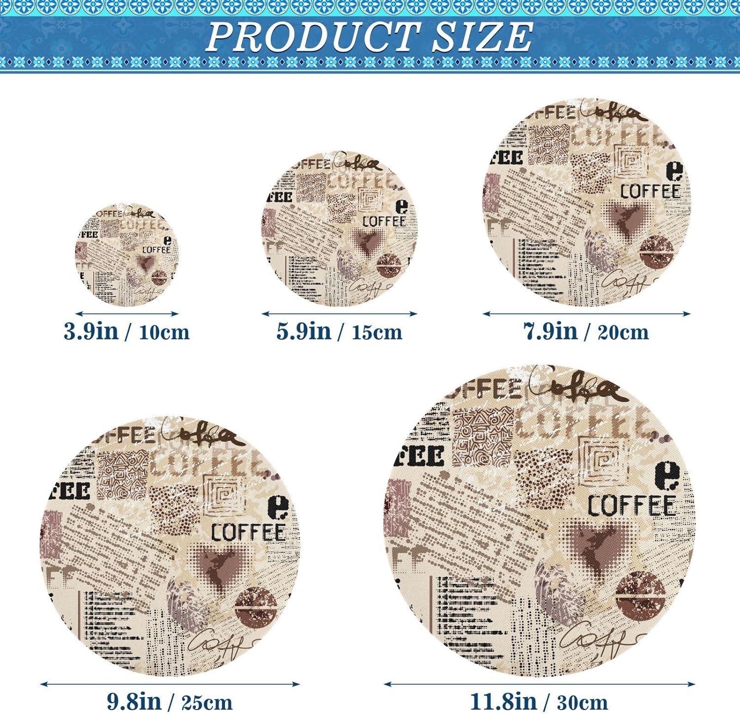 5 fundas elásticas reutilizables para tazones de café, para almacenamiento de alimentos, tapas de tela elástica con 5 tamaños diferentes,
