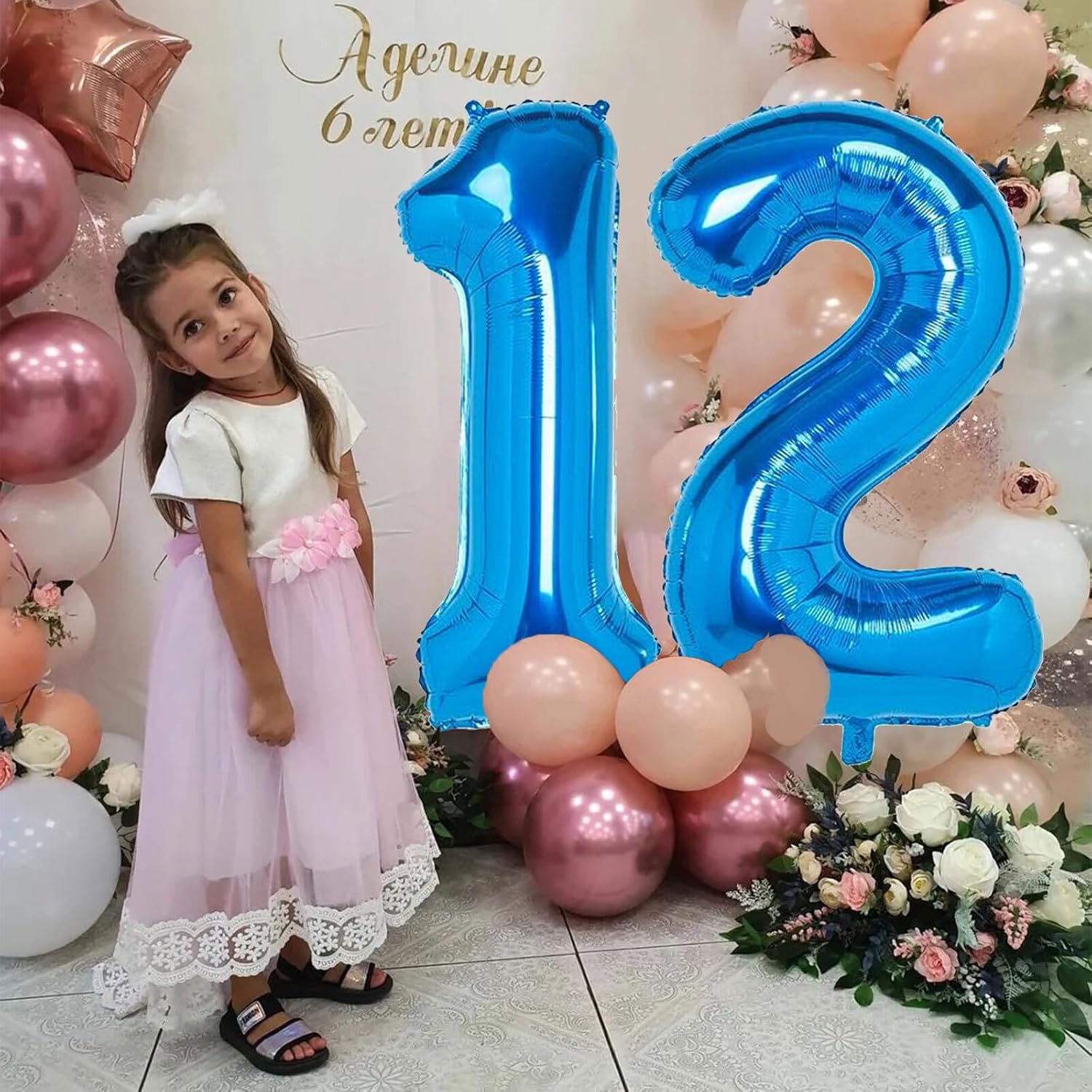 Globo azul con el número 12 de 40 pulgadas, globos grandes de Mylar para niños de 12 años de edad, decoración de fiesta de cumpleaños, boda,