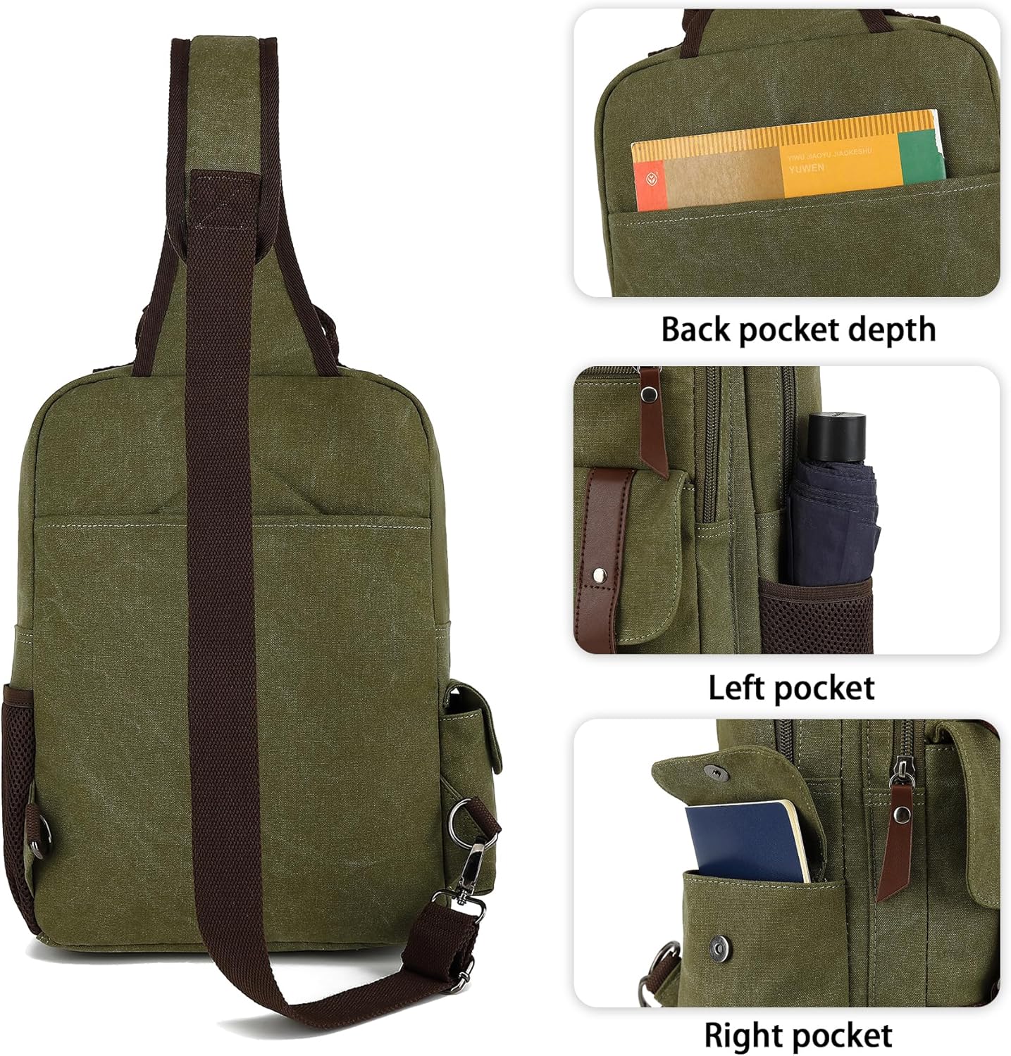 Bolsa de mensajero vintage, mochila de lona para viajes, bolsa de hombro para hombre, bolsa de doble uso para transporte de mano y transporte cruzado