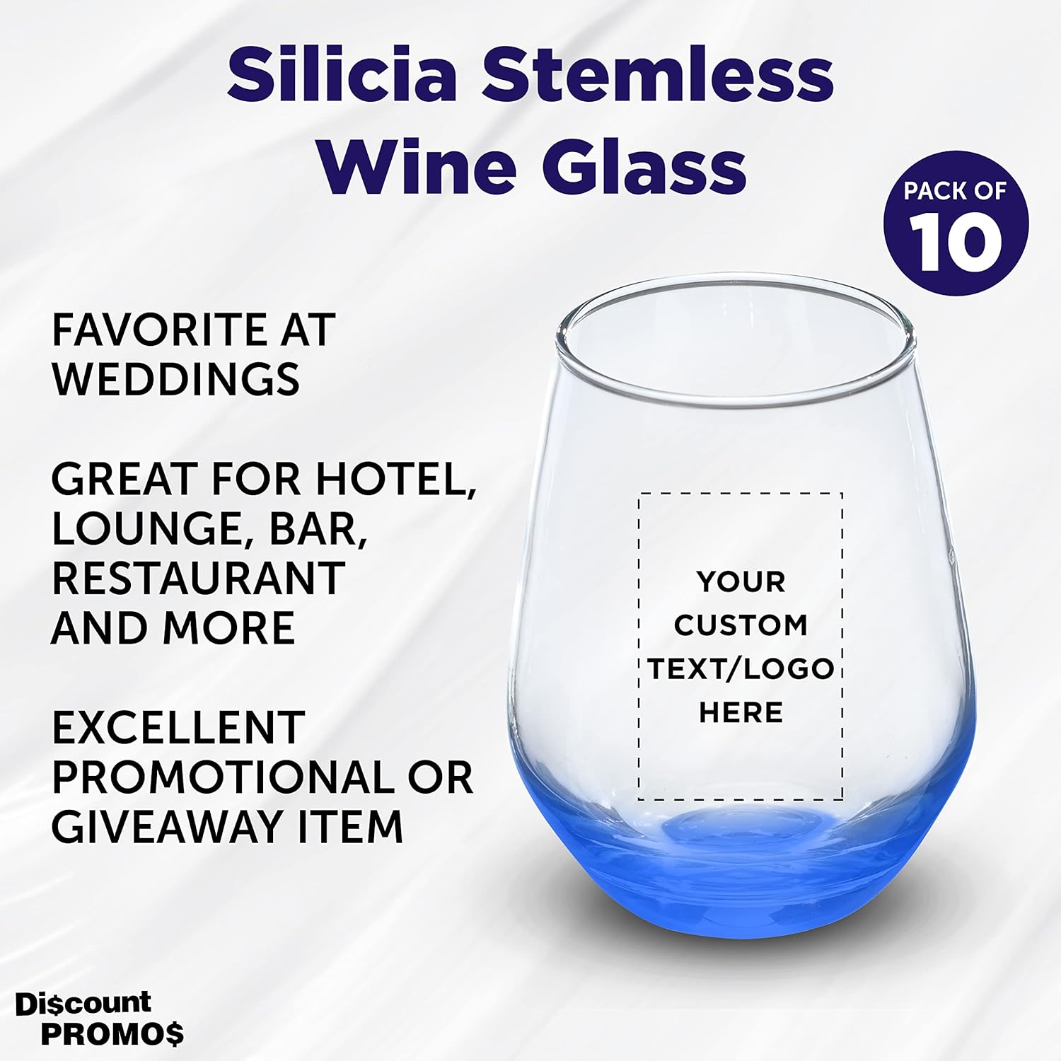 Copas de vino de sílice personalizadas sin tallo de 12 onzas, juego de 10, paquete personalizado a granel, cristalería de restaurante, perfectas