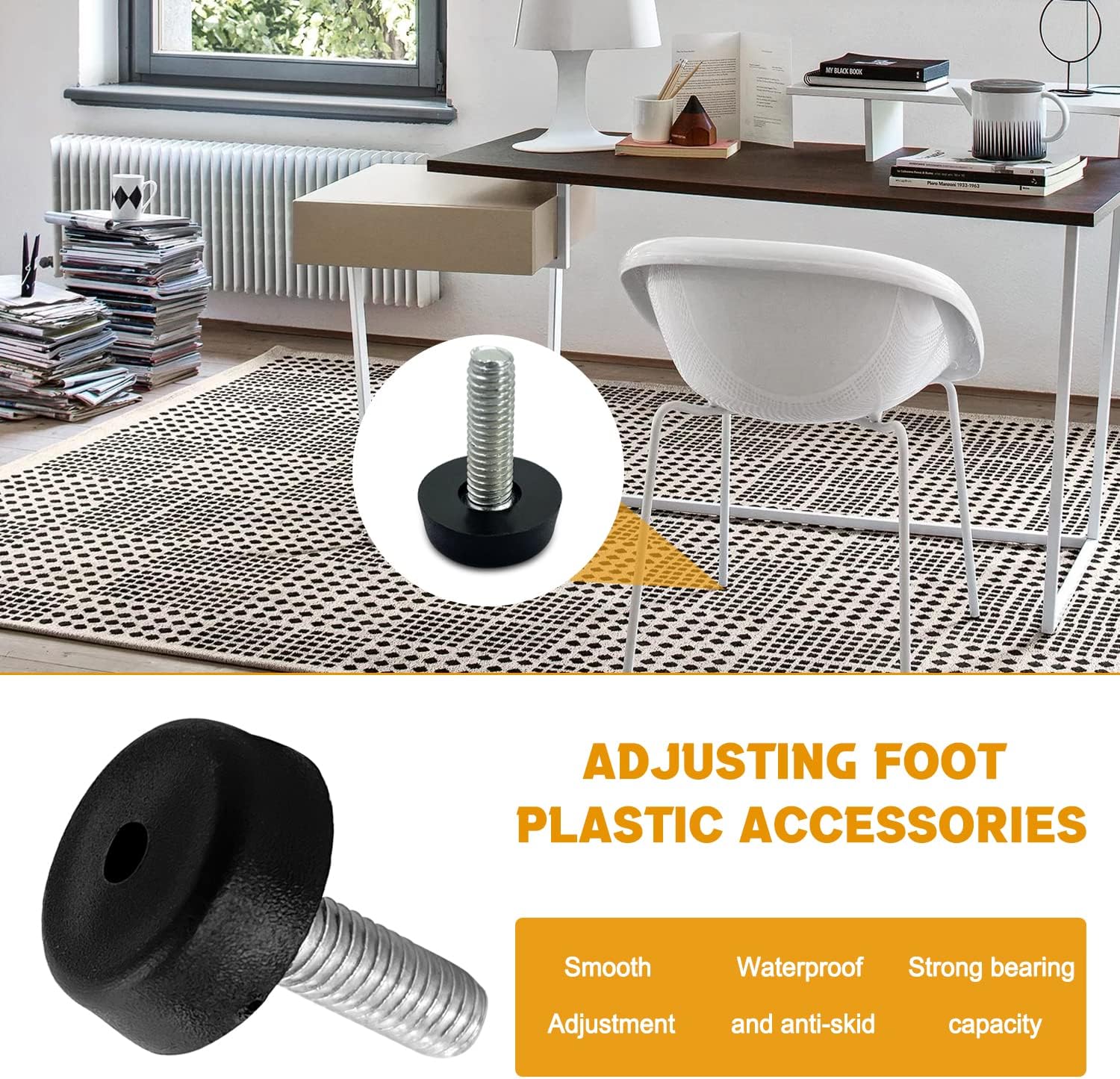25 patas niveladoras de muebles M6-14 pulgadas ajustables para patas de muebles, tornillos de repuesto para taburetes, mesas, silla, banco, cabniet,