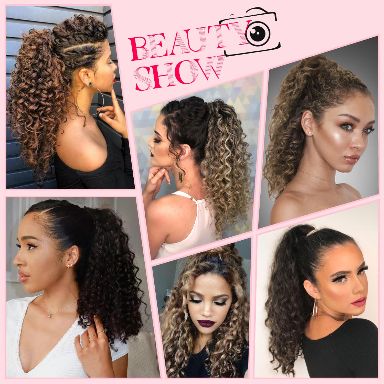 Extensión de cola de caballo con cordón, cabello largo multicapa, esponjoso, grueso, largo, ondulado, rizado, con clip, extensiones de cabello