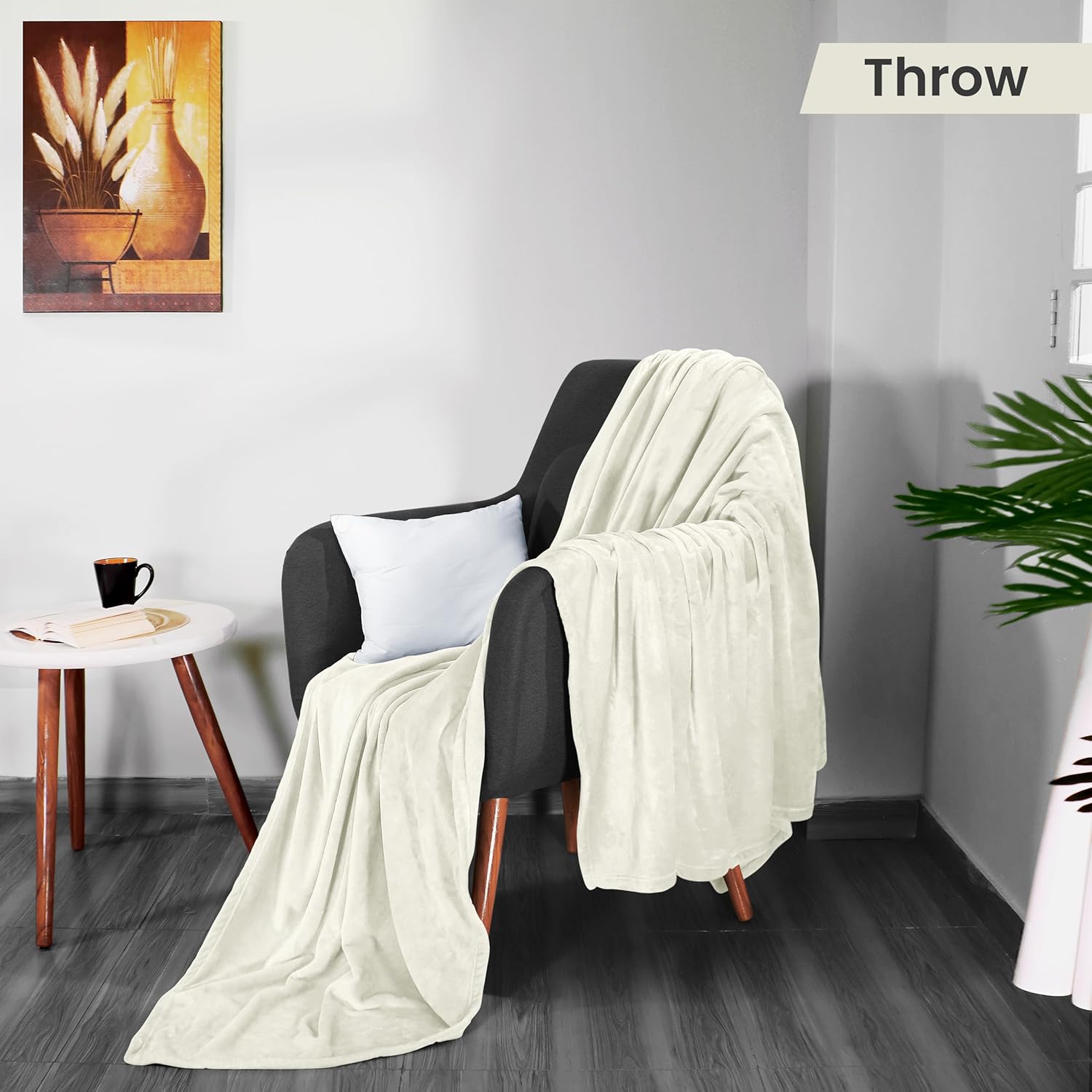 Utopia Bedding Manta de forro polar, color marfil, de 10.58 ozm, de lujo, mullida, suave, antiestática, de microfibra (60 x 50 pulgadas)