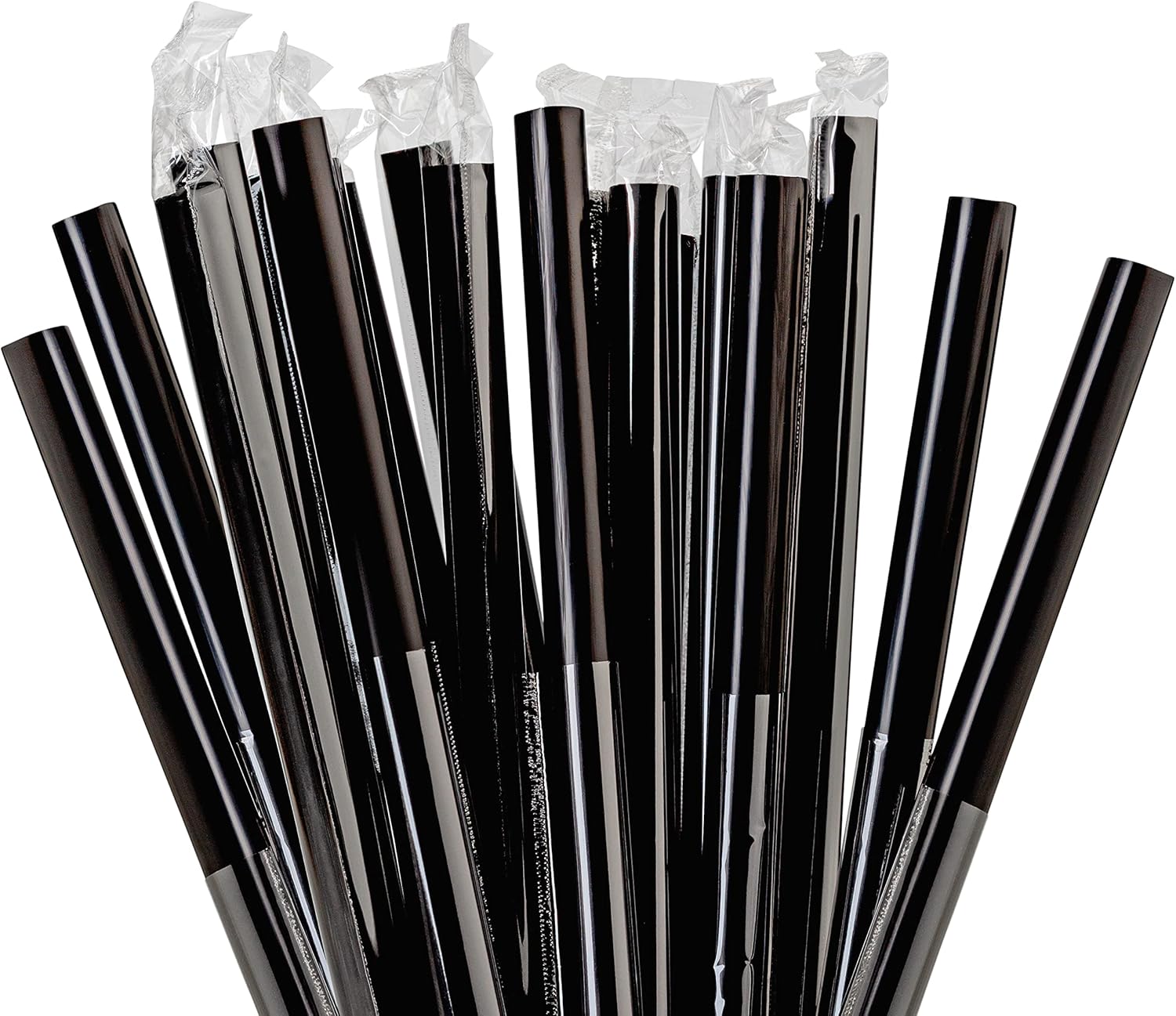 Pajitas de batido negras jumbo extra anchas envueltas individualmente, paquete de 100 unidades, licuado de 0.47 pulgadas, sin BPA, popote de té