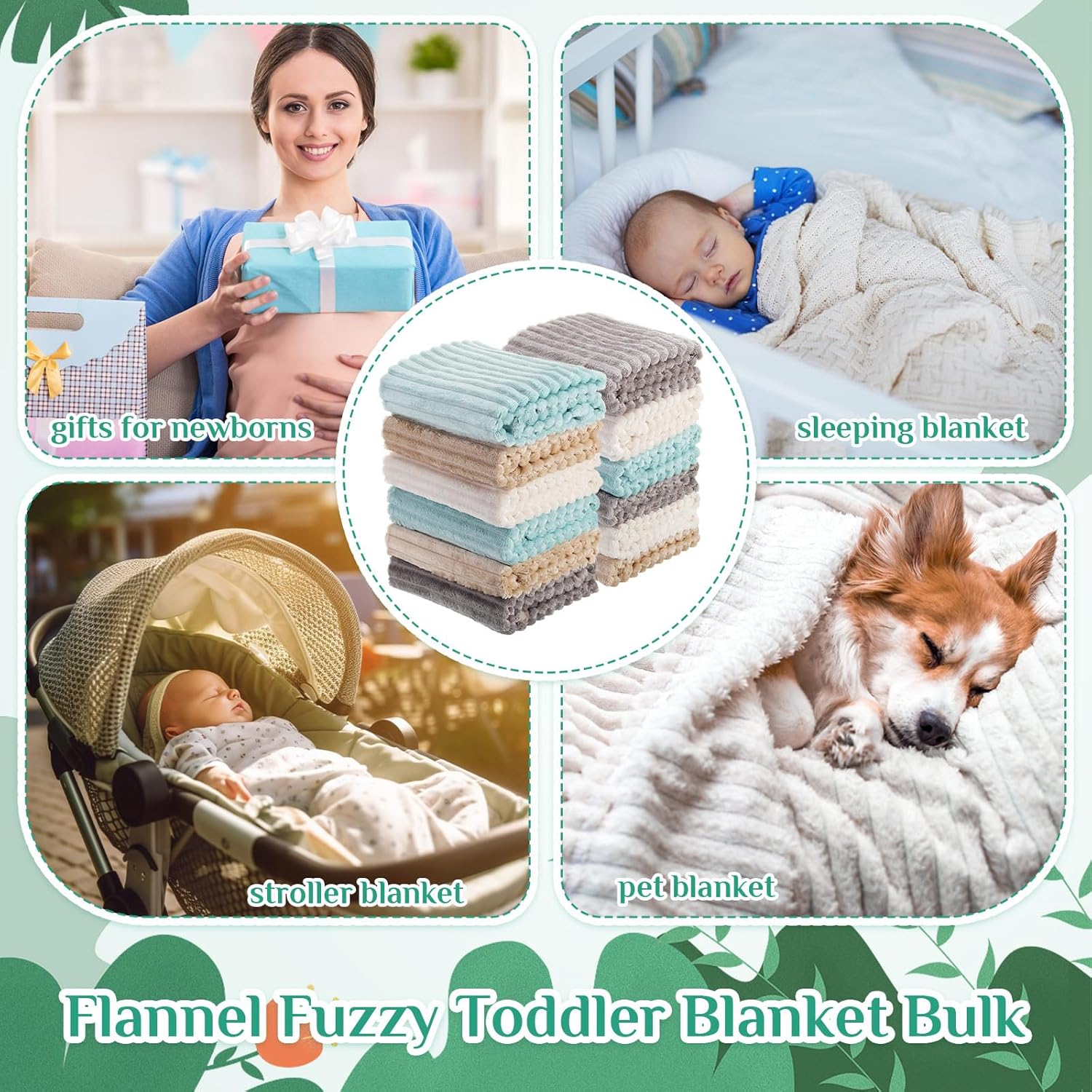 12 mantas de franela para bebé, mantas mullidas para bebé, 40 x 28 pulgadas, mullidas y cálidas, mantas neutras para recién nacido, para bebé, bebé,